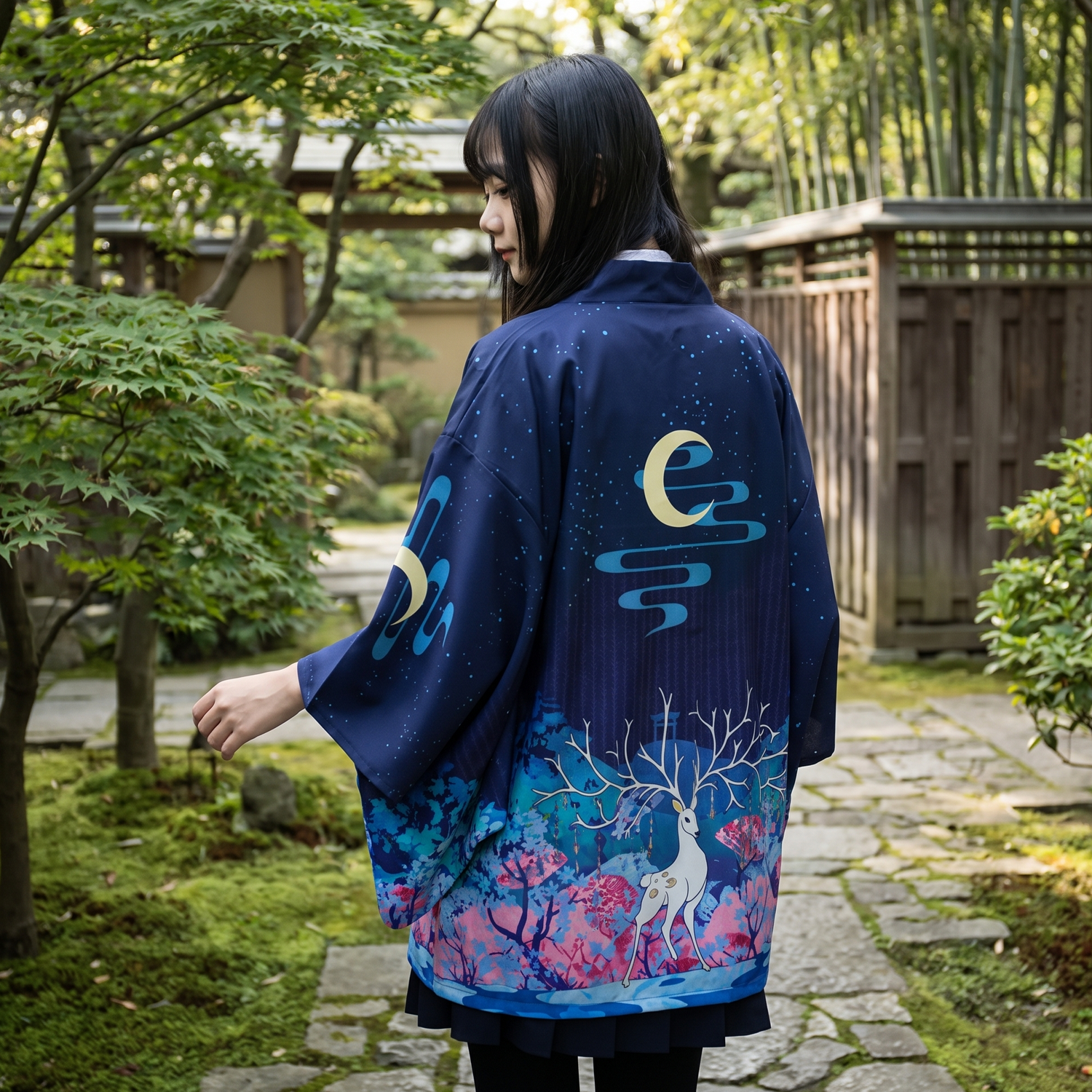 Moon Printed Japanese Haori