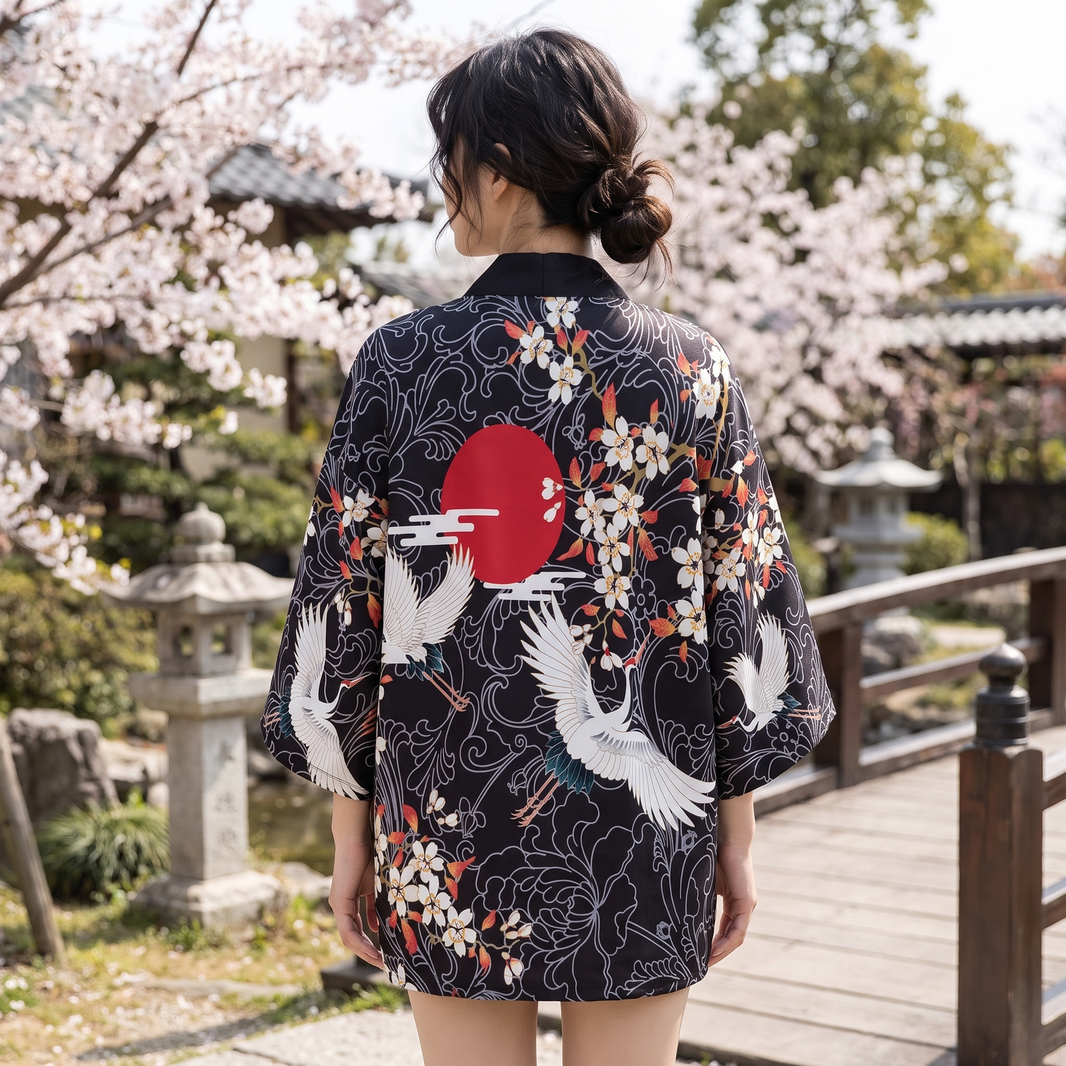 Black Floral Kimono Shirt