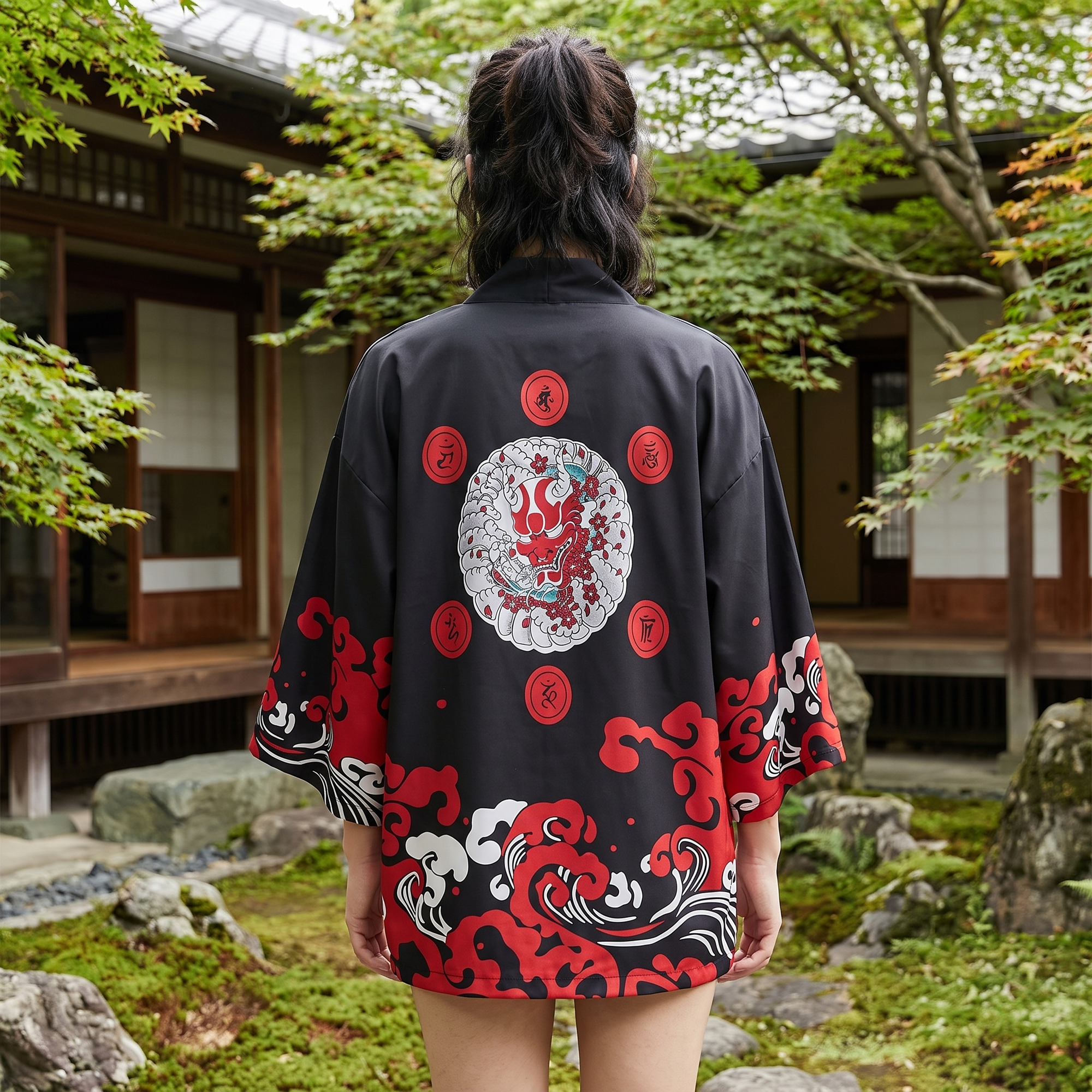 Black and Red Japanese Kimono