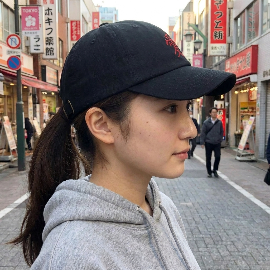 Black and Red Japanese Cap