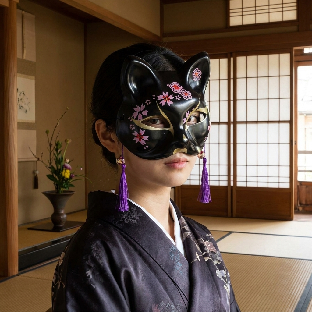 Black Style Kitsune Mask