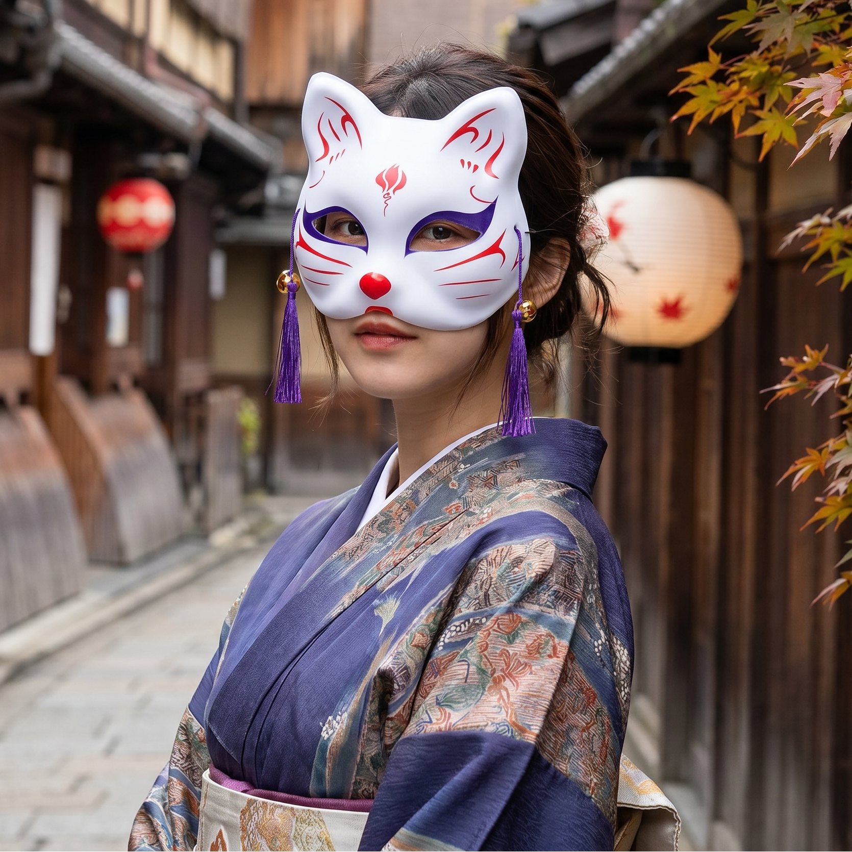 Fashion White Kitsune Mask