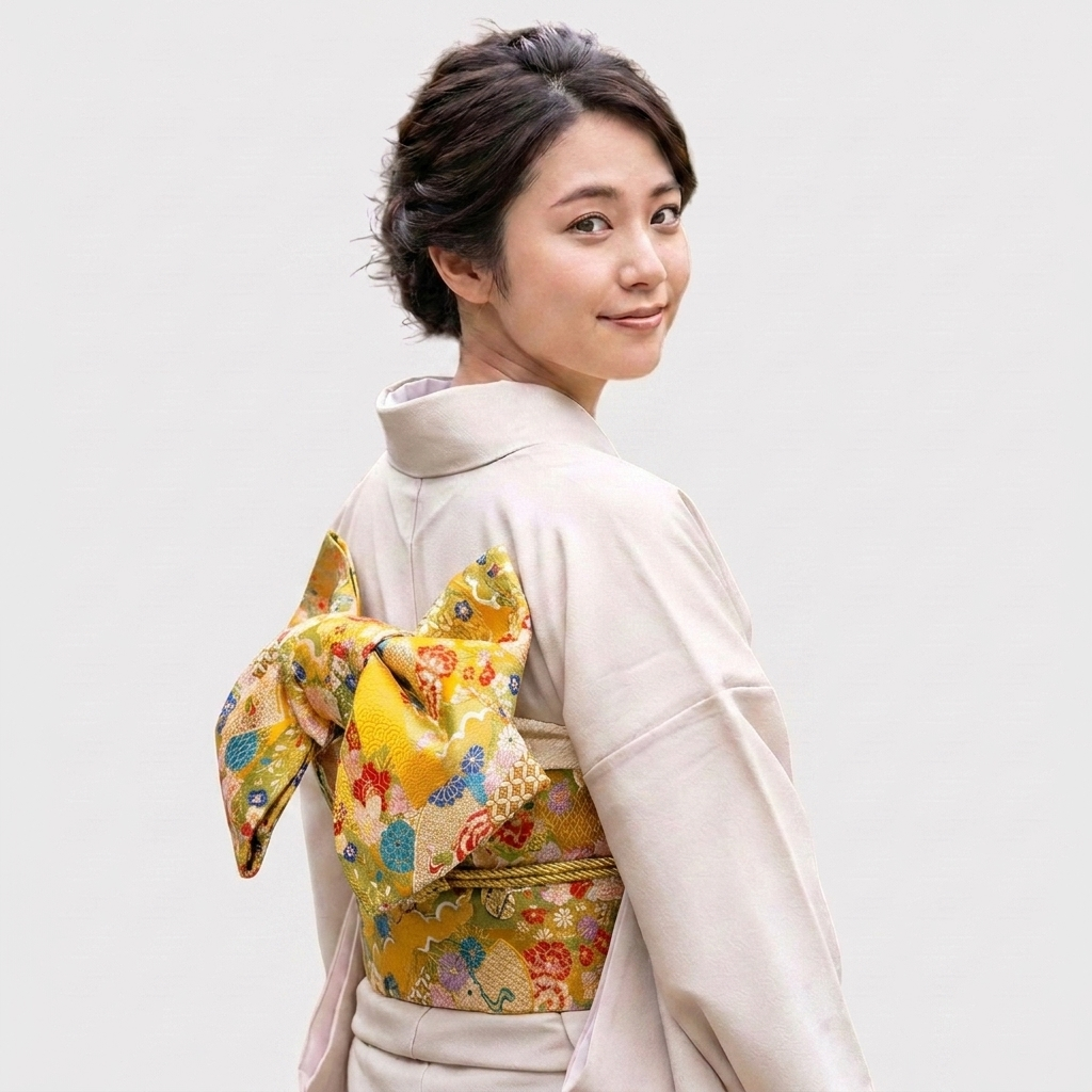 Yellow Kimono Belt Womens Obi