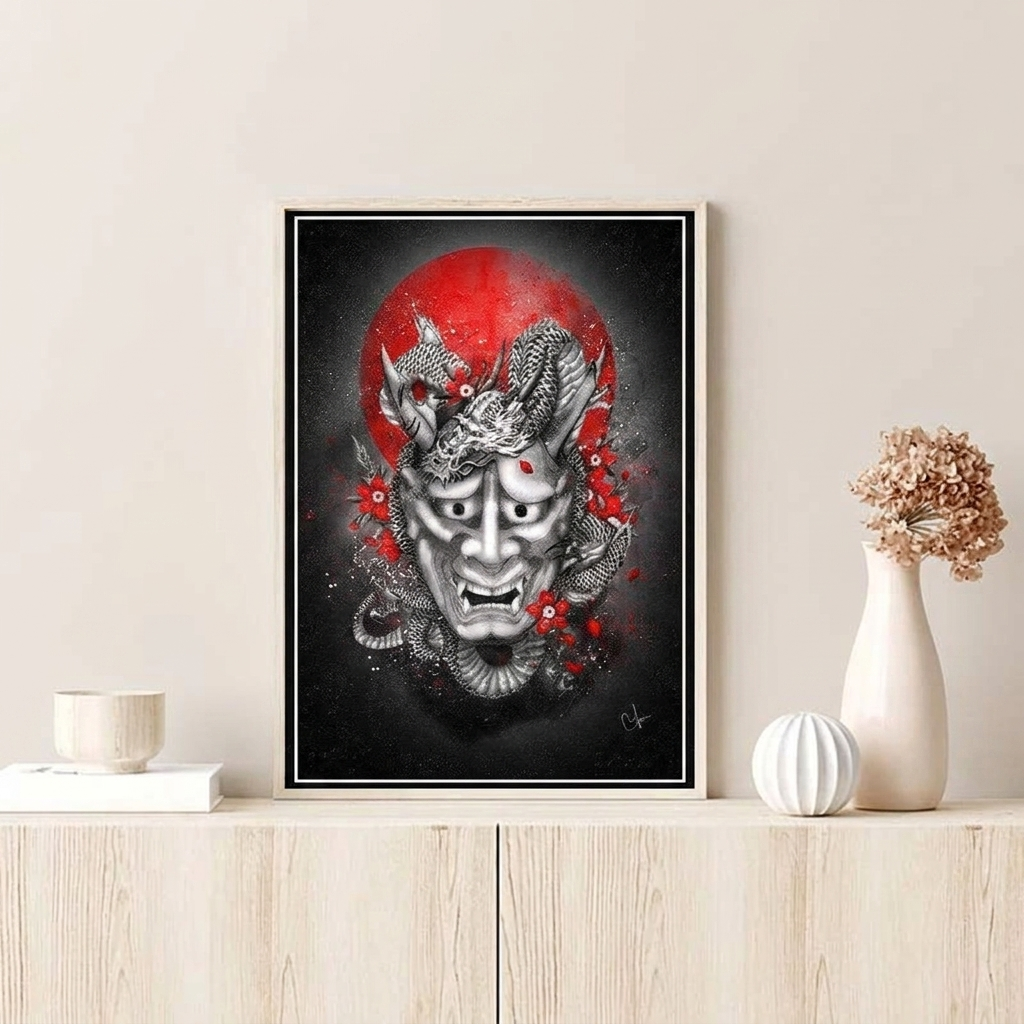Dragon Mask Japanese Painting