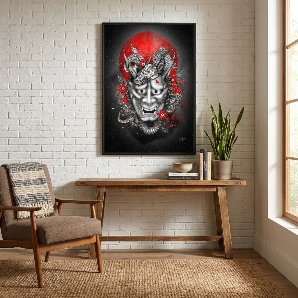 Dragon Mask Japanese Painting