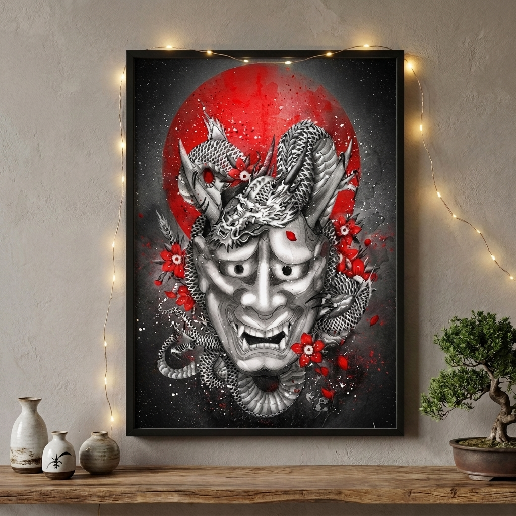 Dragon Mask Japanese Painting