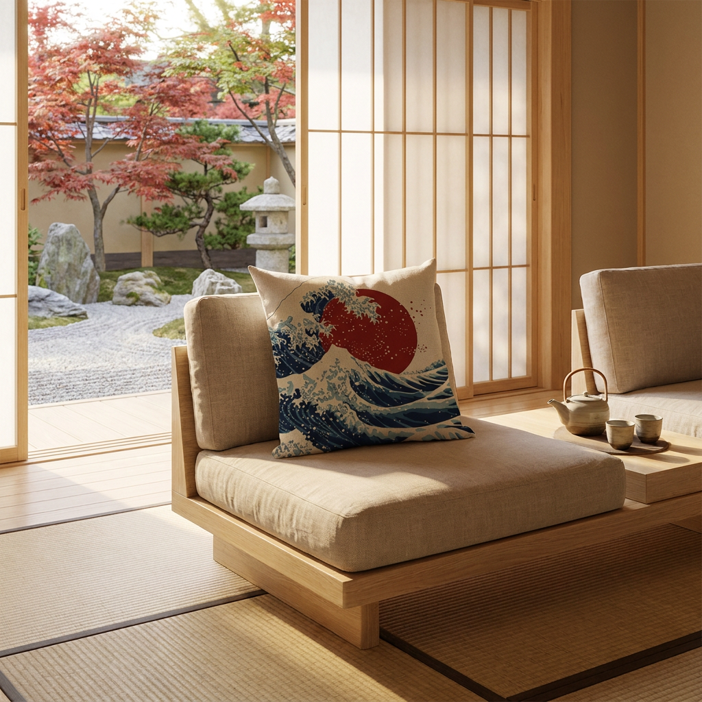 Kanagawa Japanese Cushion Cover