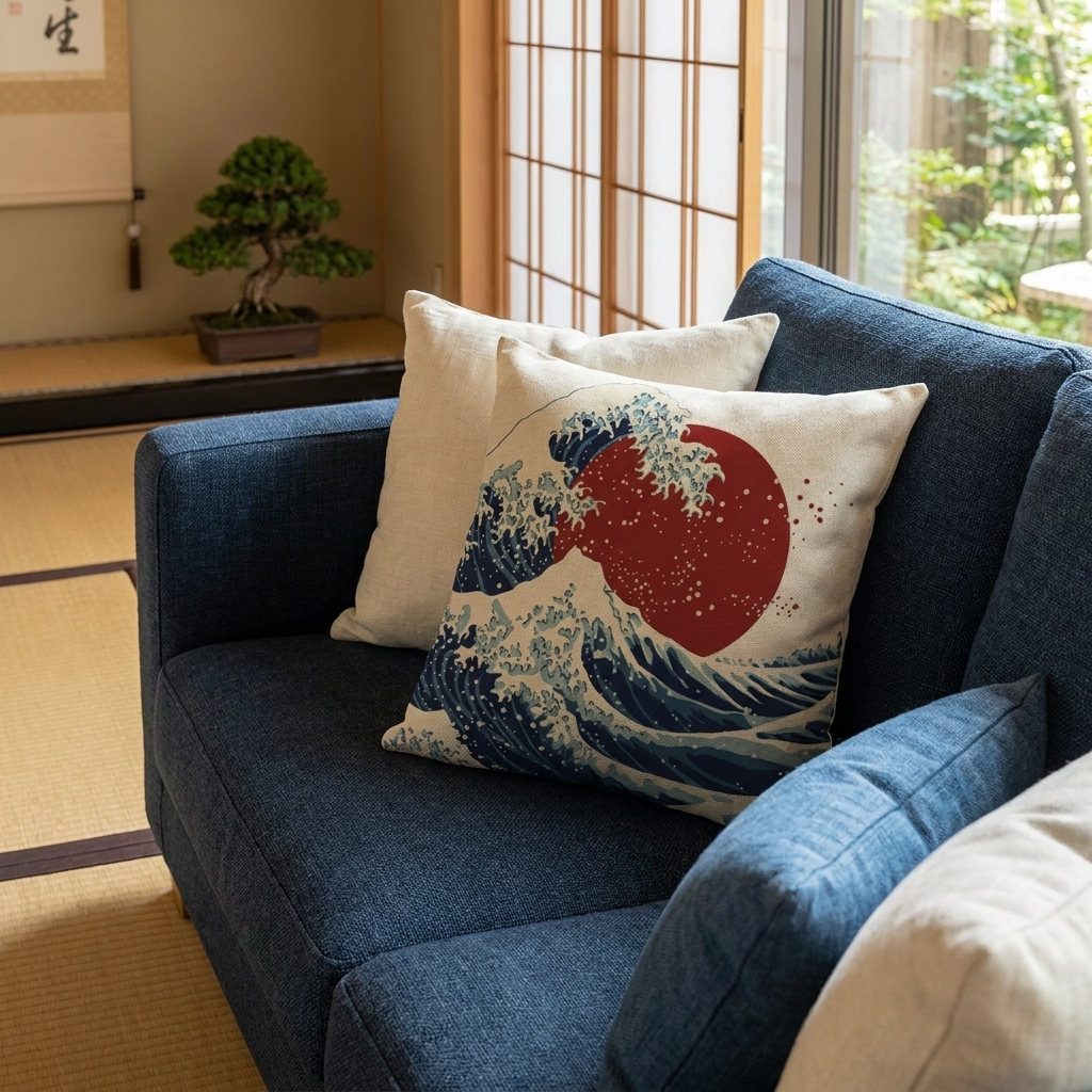 Kanagawa Japanese Cushion Cover