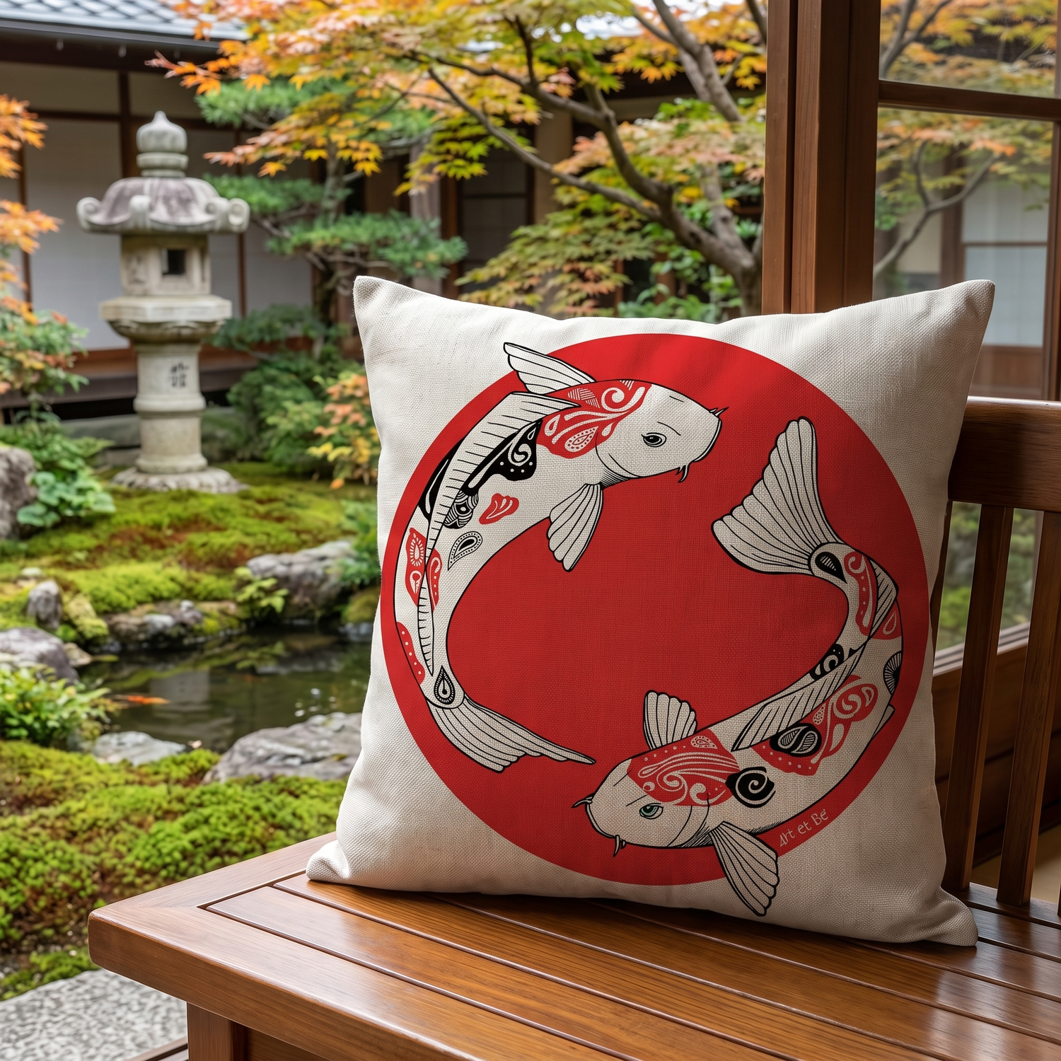 Japanese Koi Fish Cushion Cover