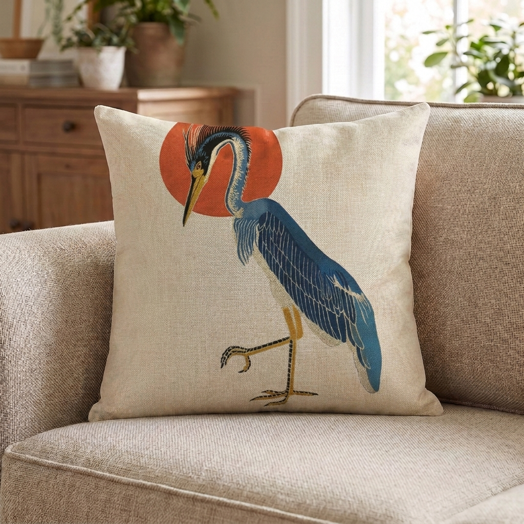 Heron Japanese Cushion Cover