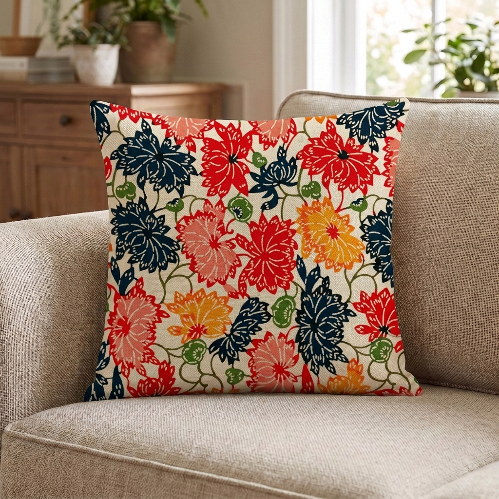 Traditional Peonies Cushion Cover