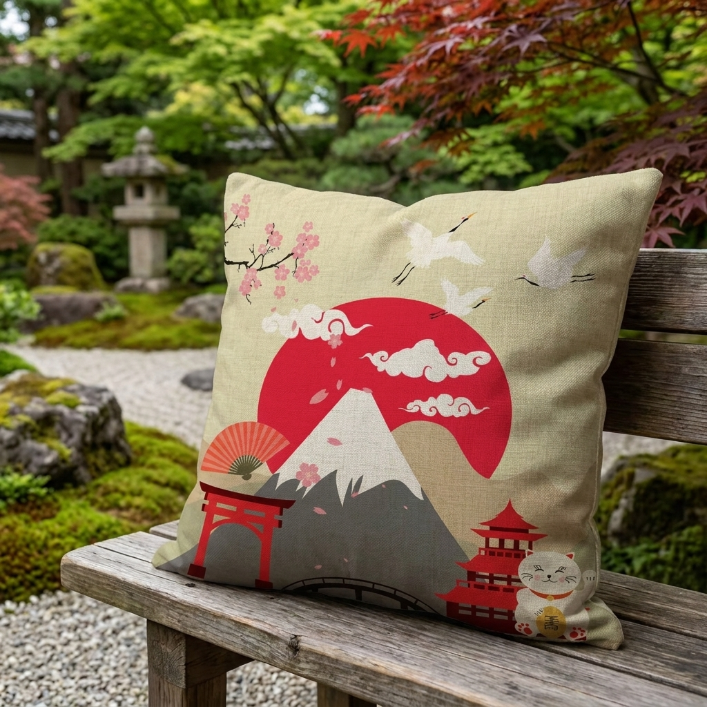 Japanese Mount Fuji Cushion Cover