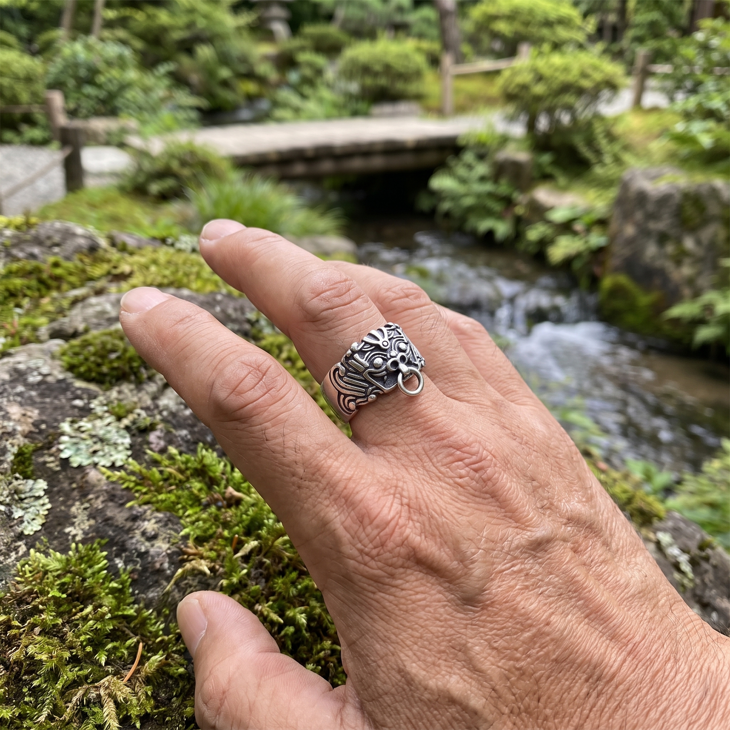 Silver Demon Mask Ring