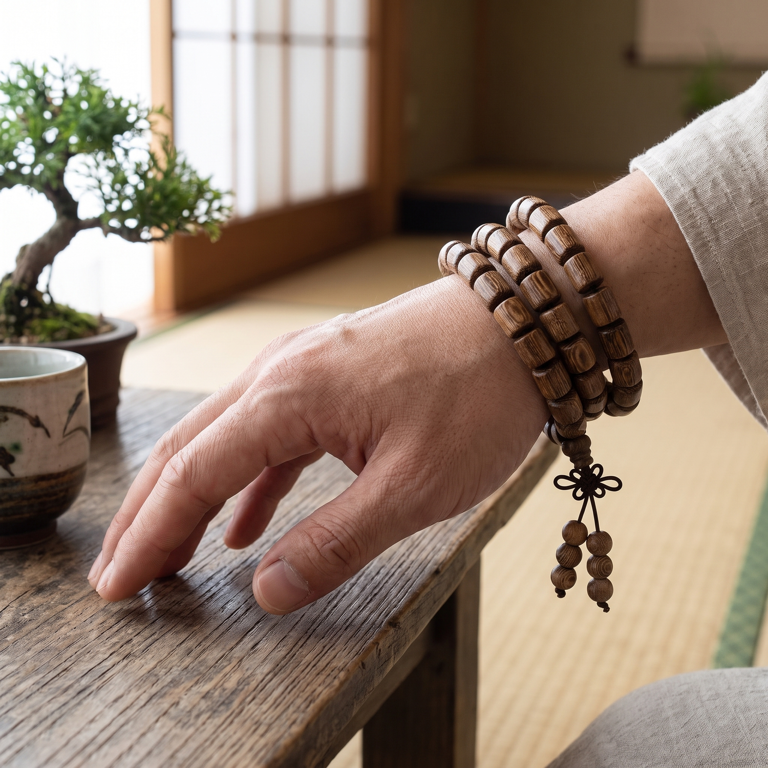 Brown Juzu Japanese Bracelet