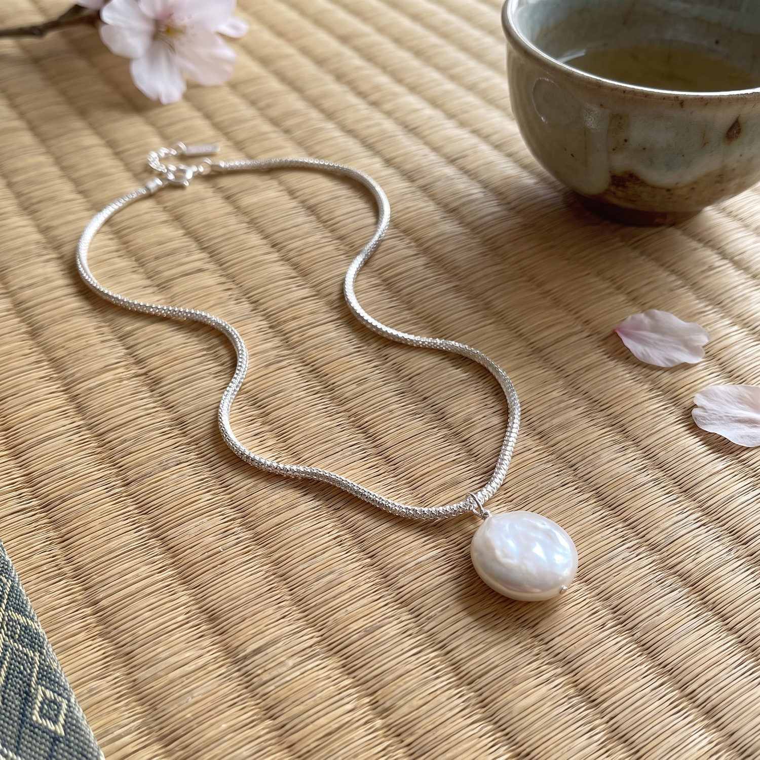 Silver Pearl Japanese Necklace