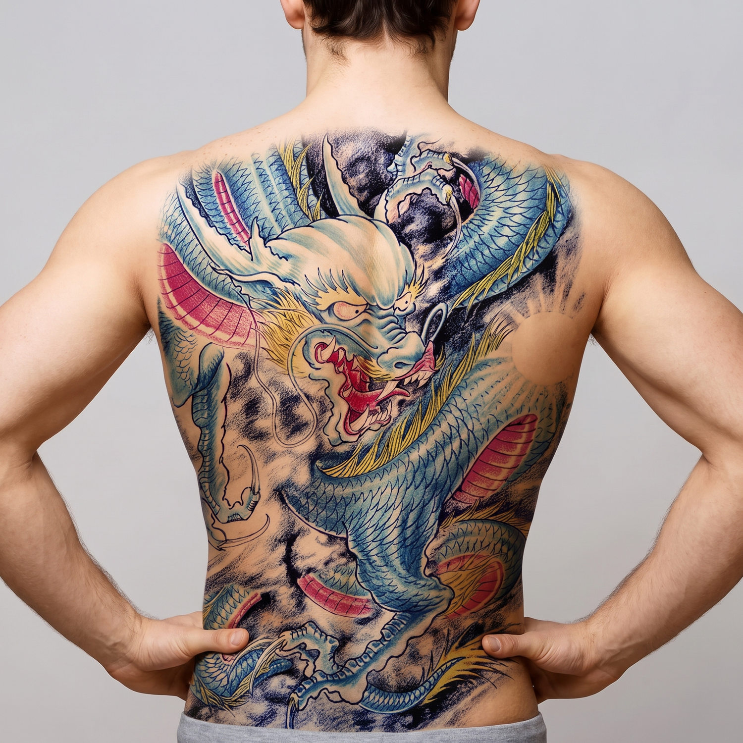 Blue Japanese Dragon Tatoo