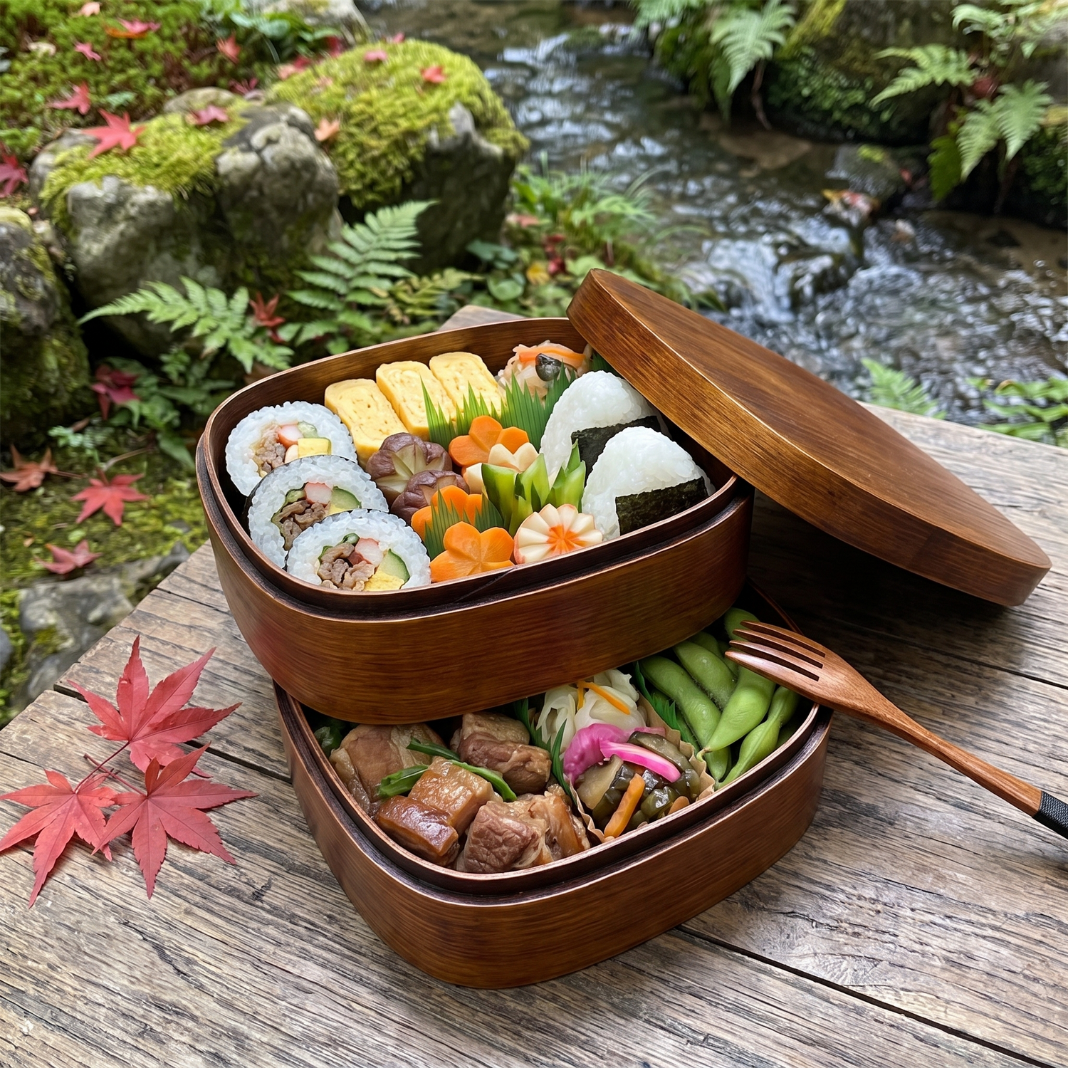 Wooden Japanese Bento Box