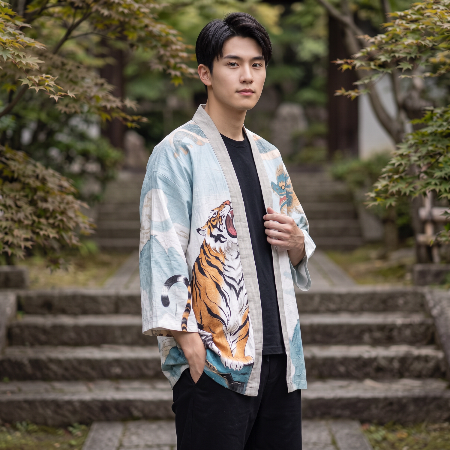 Animal Printed Kimono Cardigan