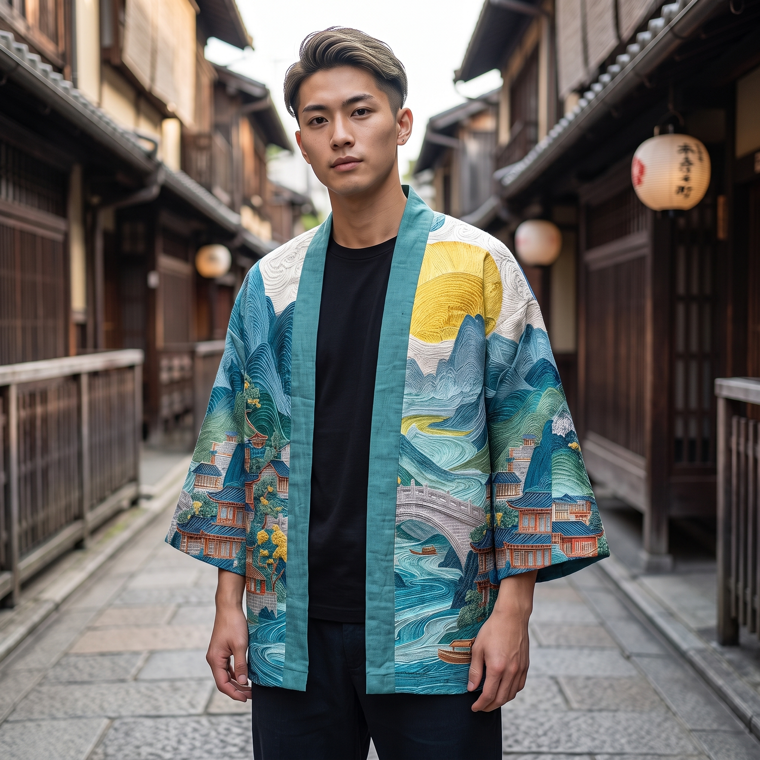 Japanese Blue Kimono Cardigan