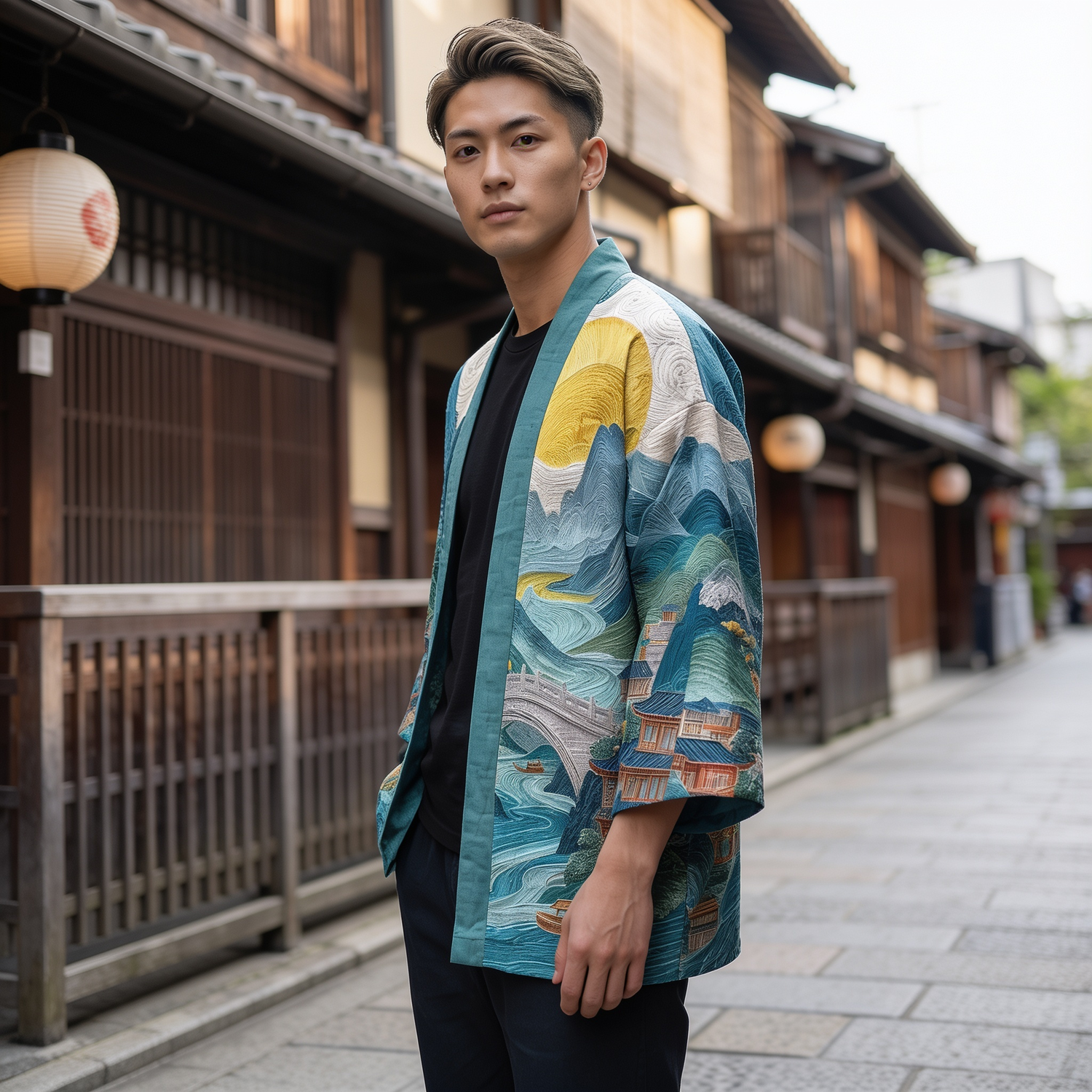 Japanese Blue Kimono Cardigan