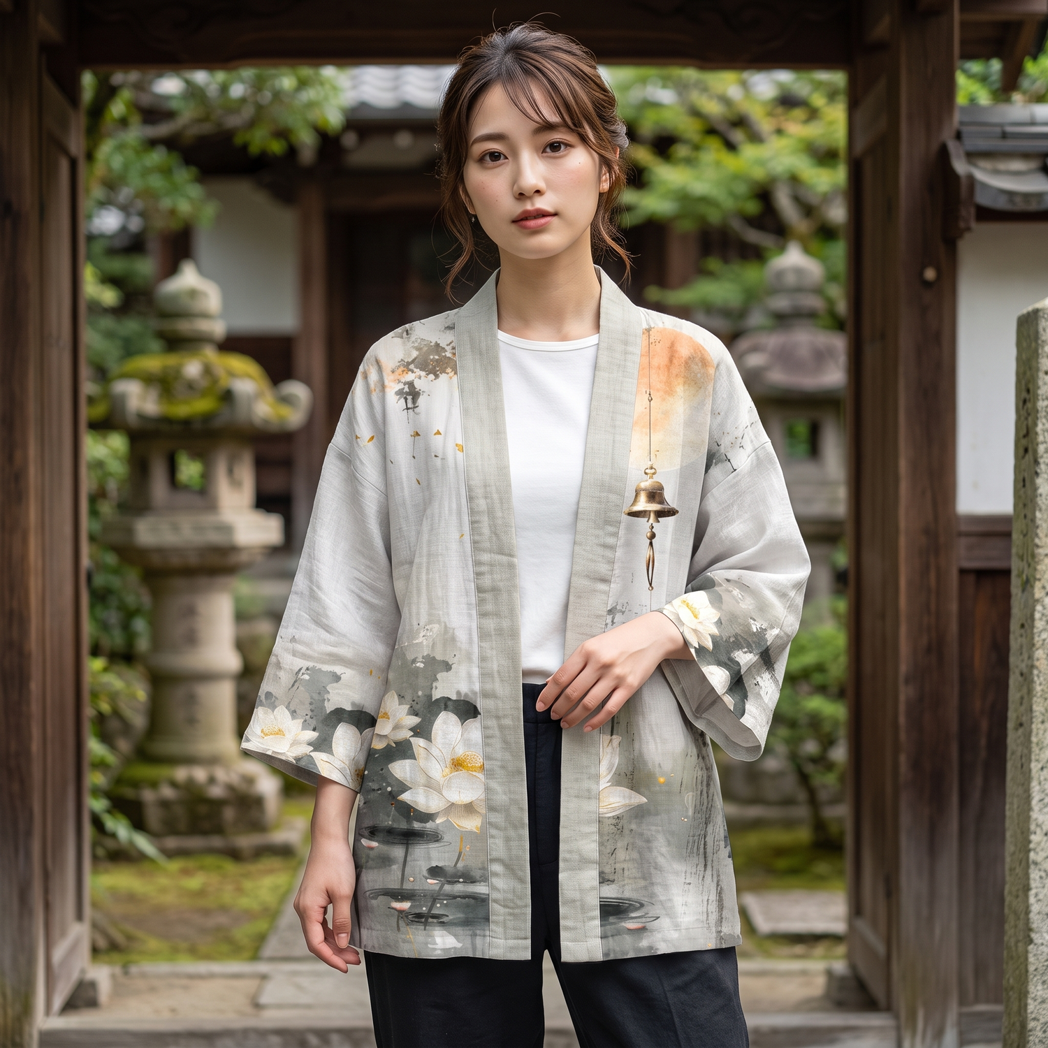 Japanese Lotus Kimono Cardigan