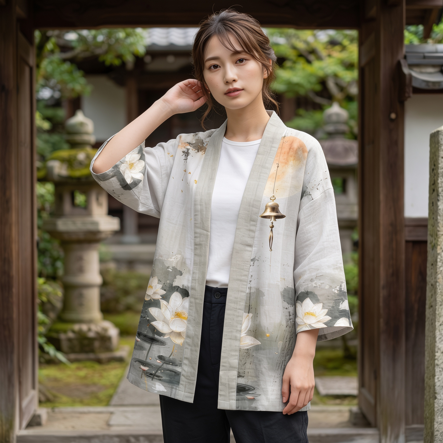 Japanese Lotus Kimono Cardigan