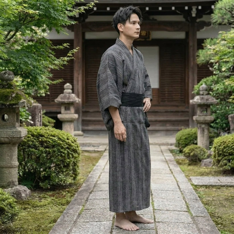 Grey Yukata for Men