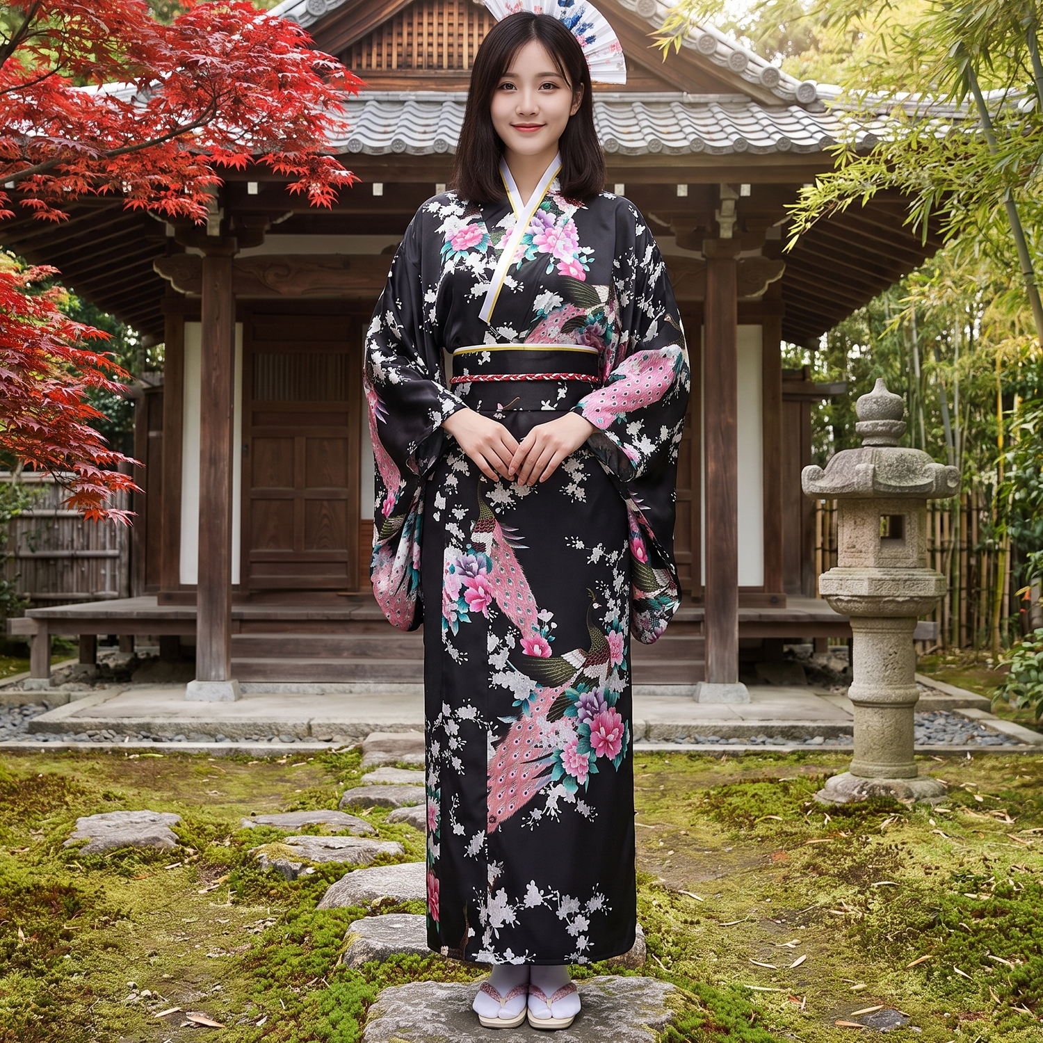 Womens Black Kimono