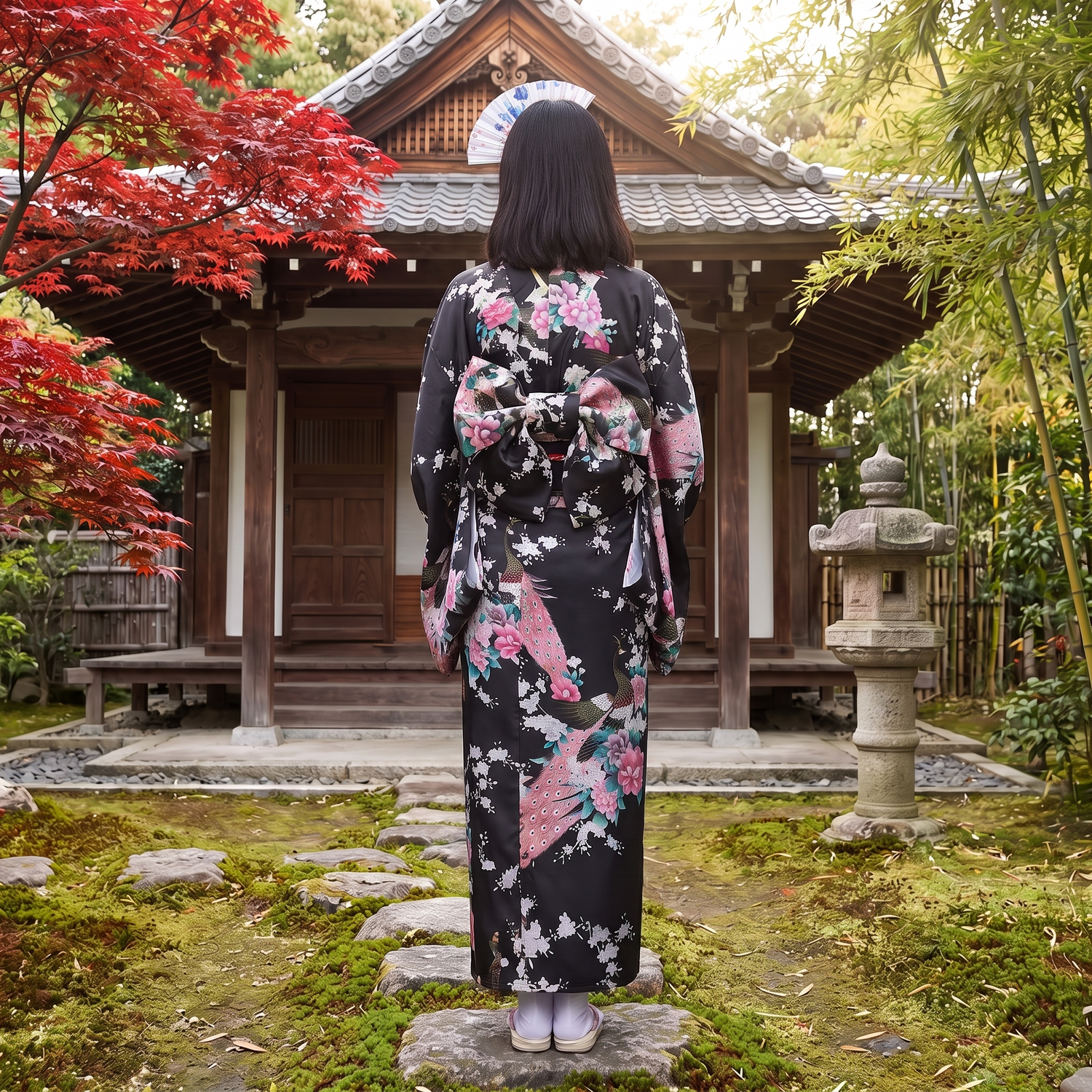 Womens Black Kimono