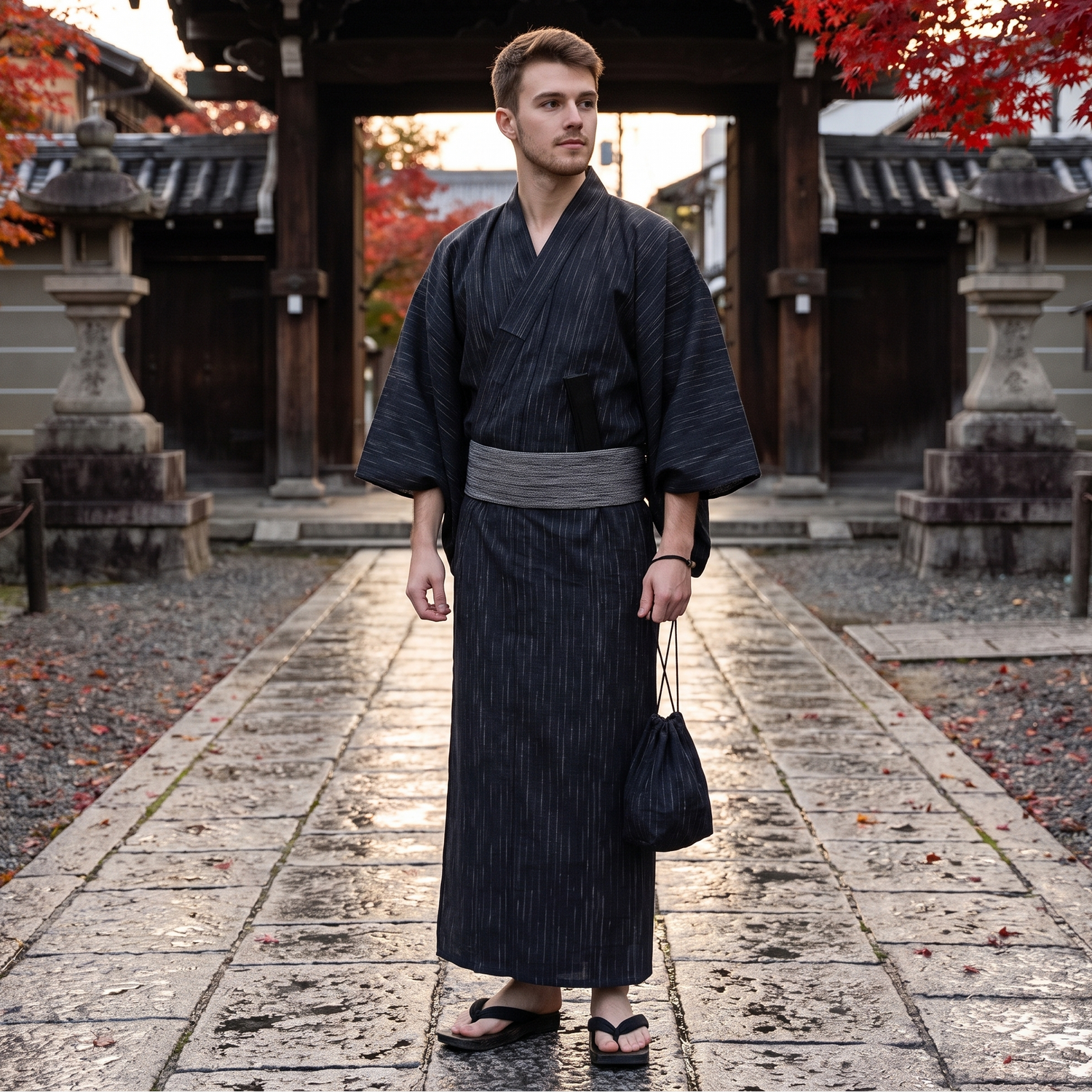 Men's Japanese Kimono with Belt