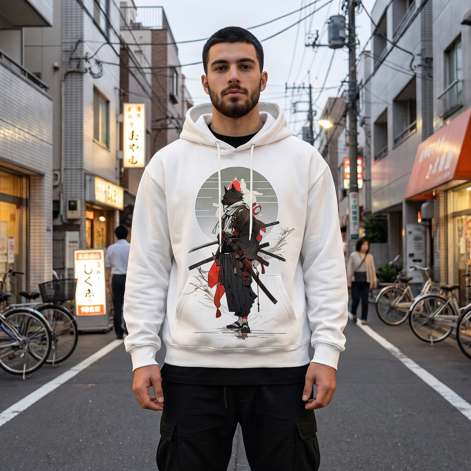 Japanese White Samurai Hoodie