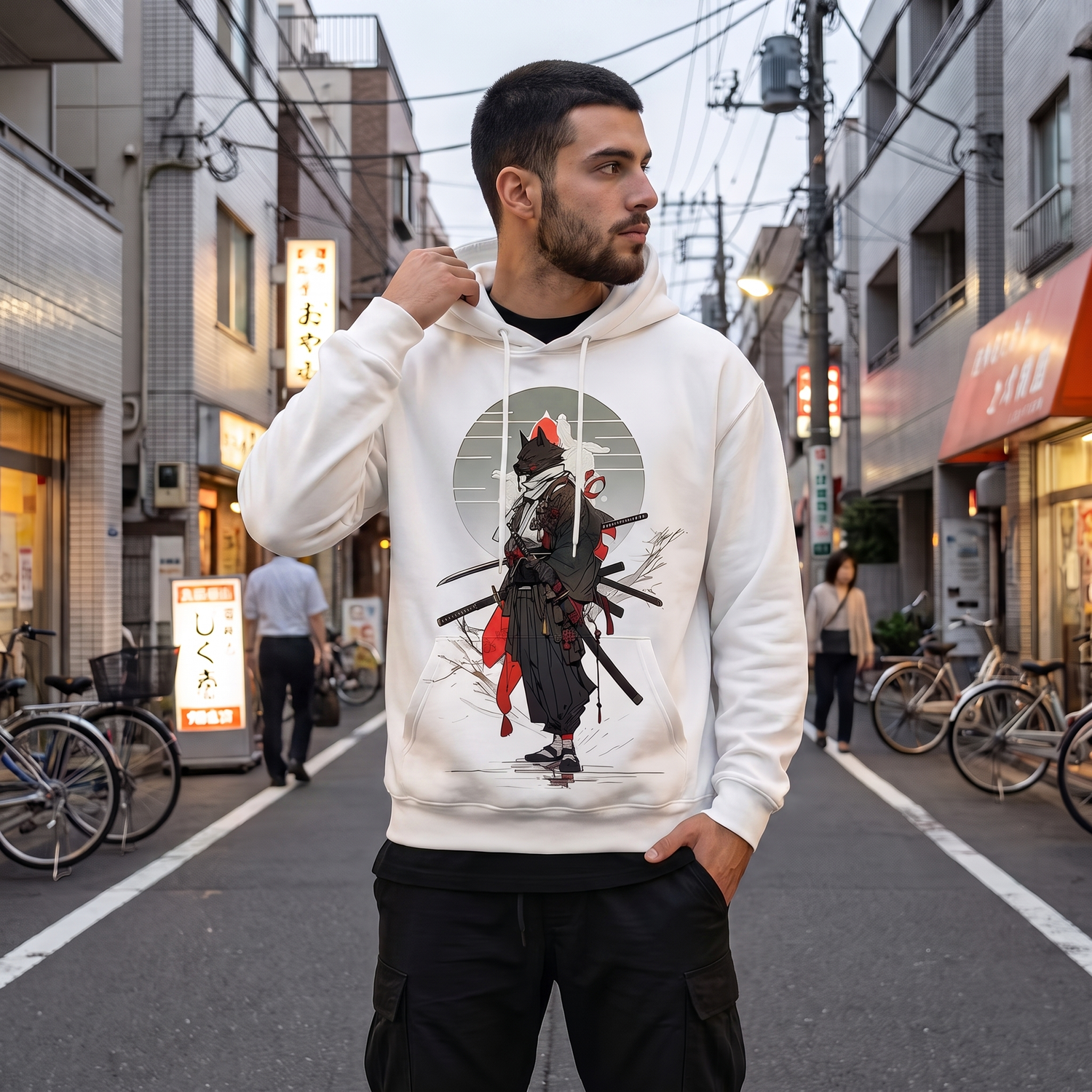 Japanese White Samurai Hoodie