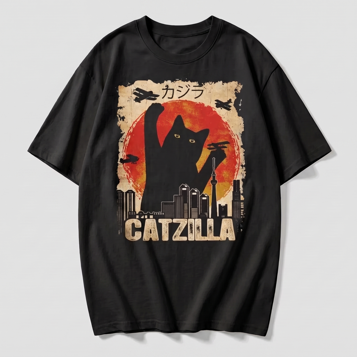 Funny Catzilla Japan T Shirt