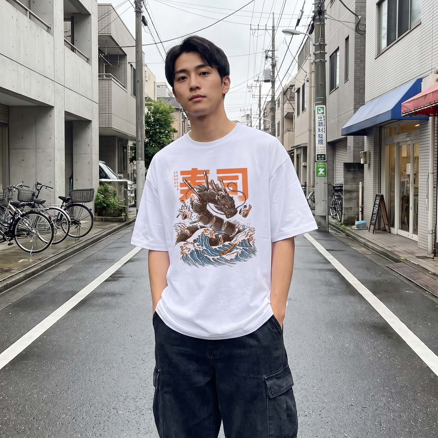 White Japanese Dragon T-shirt