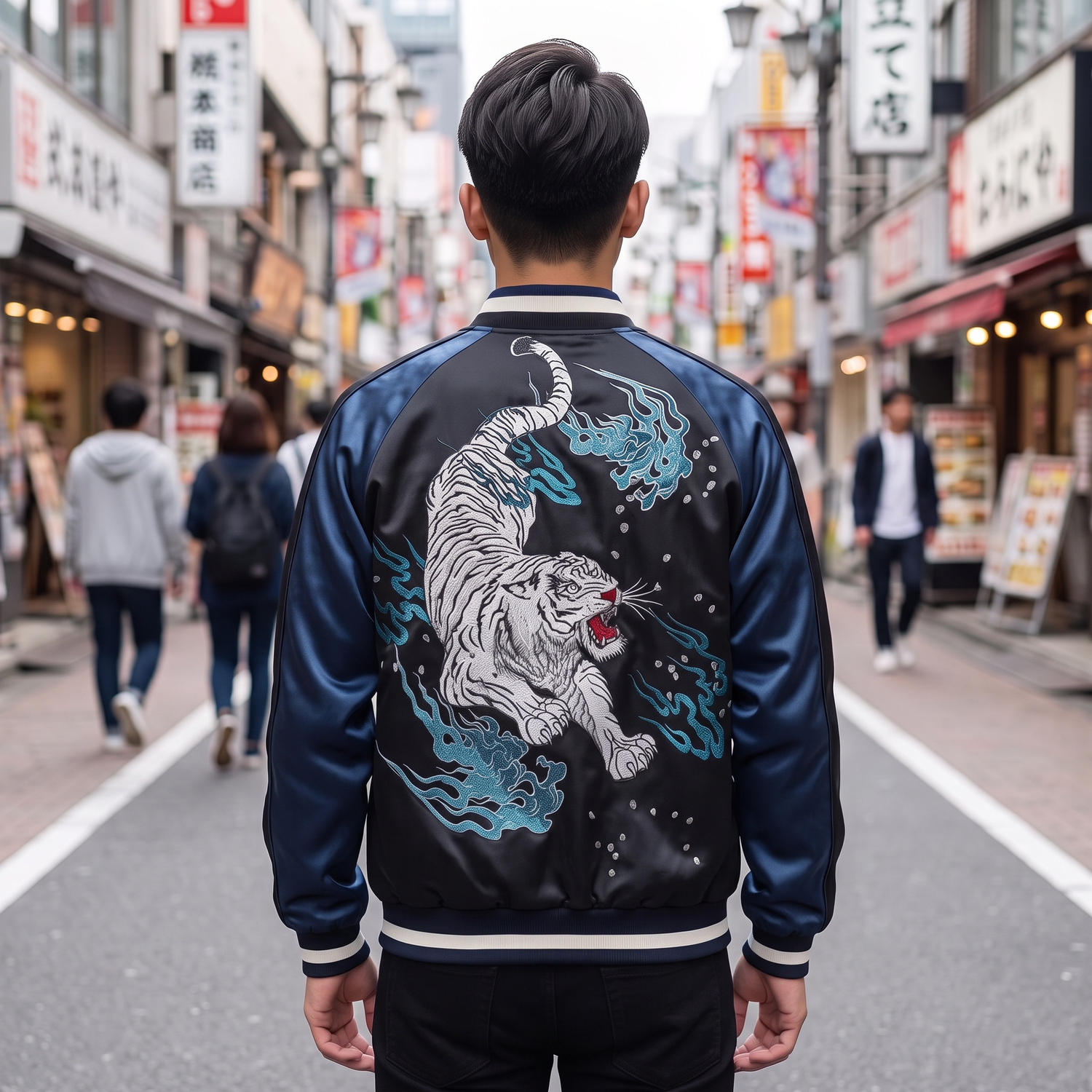 Men's Tiger Embroidered Baseball Jacket