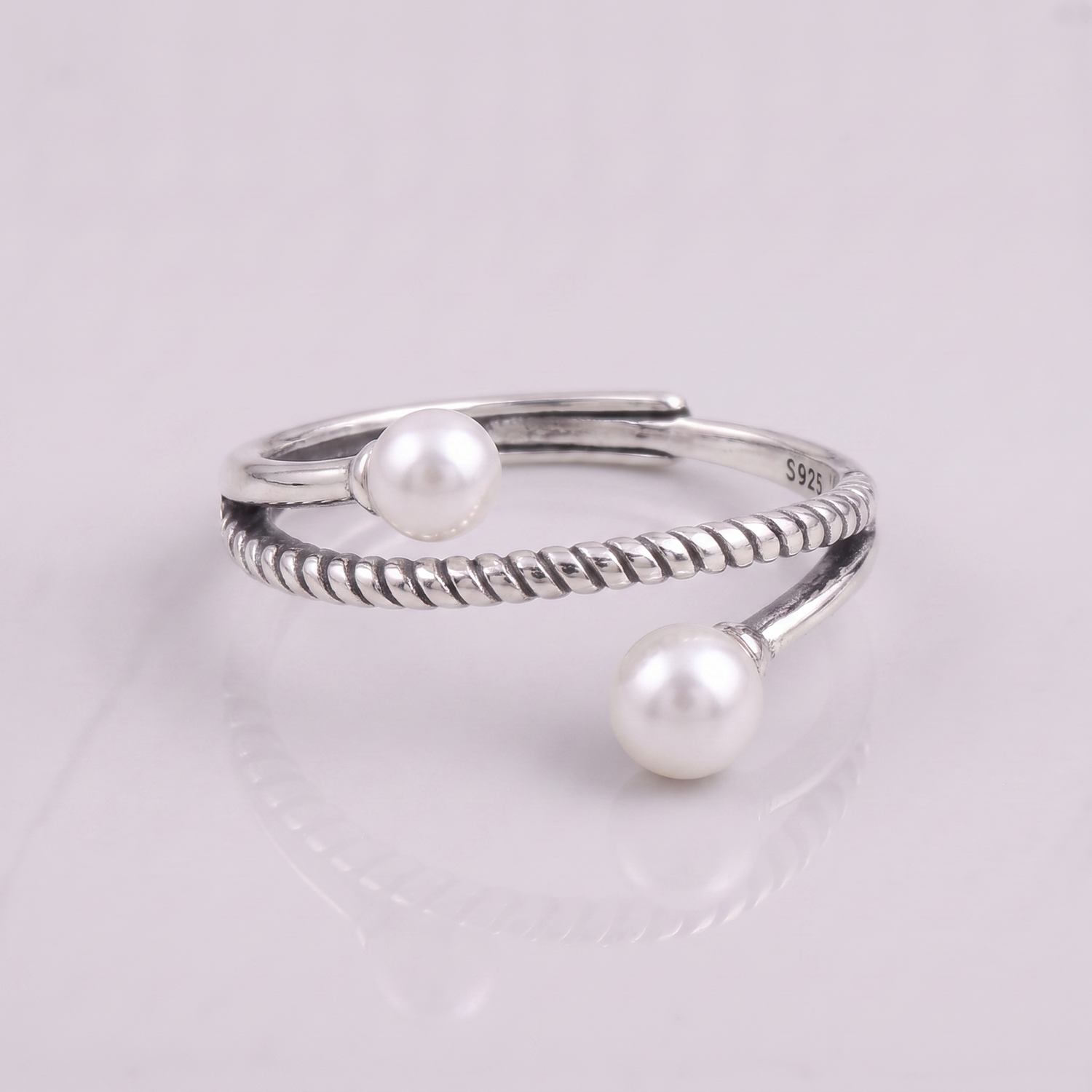 Open Band Pearl Ring