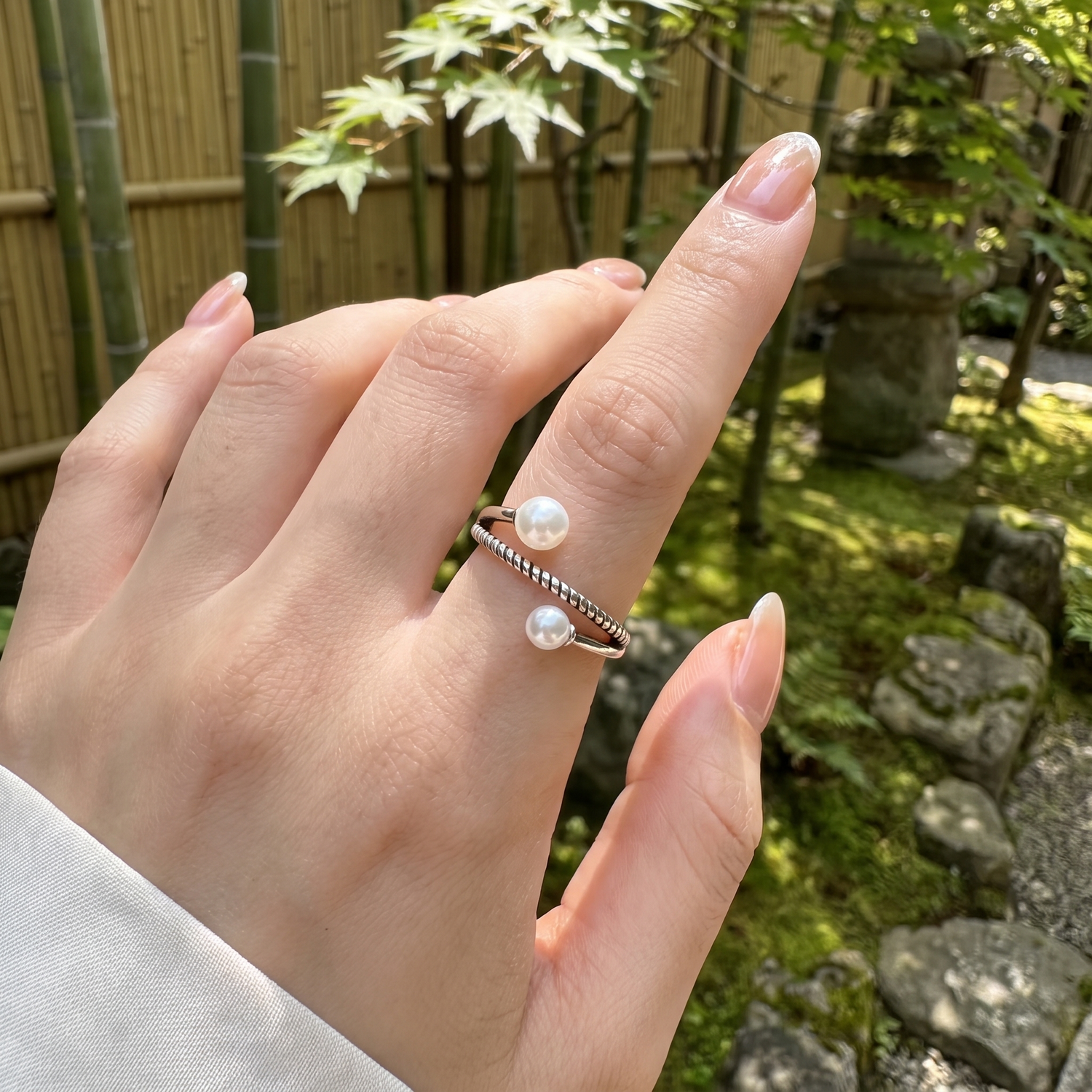 Open Band Pearl Ring