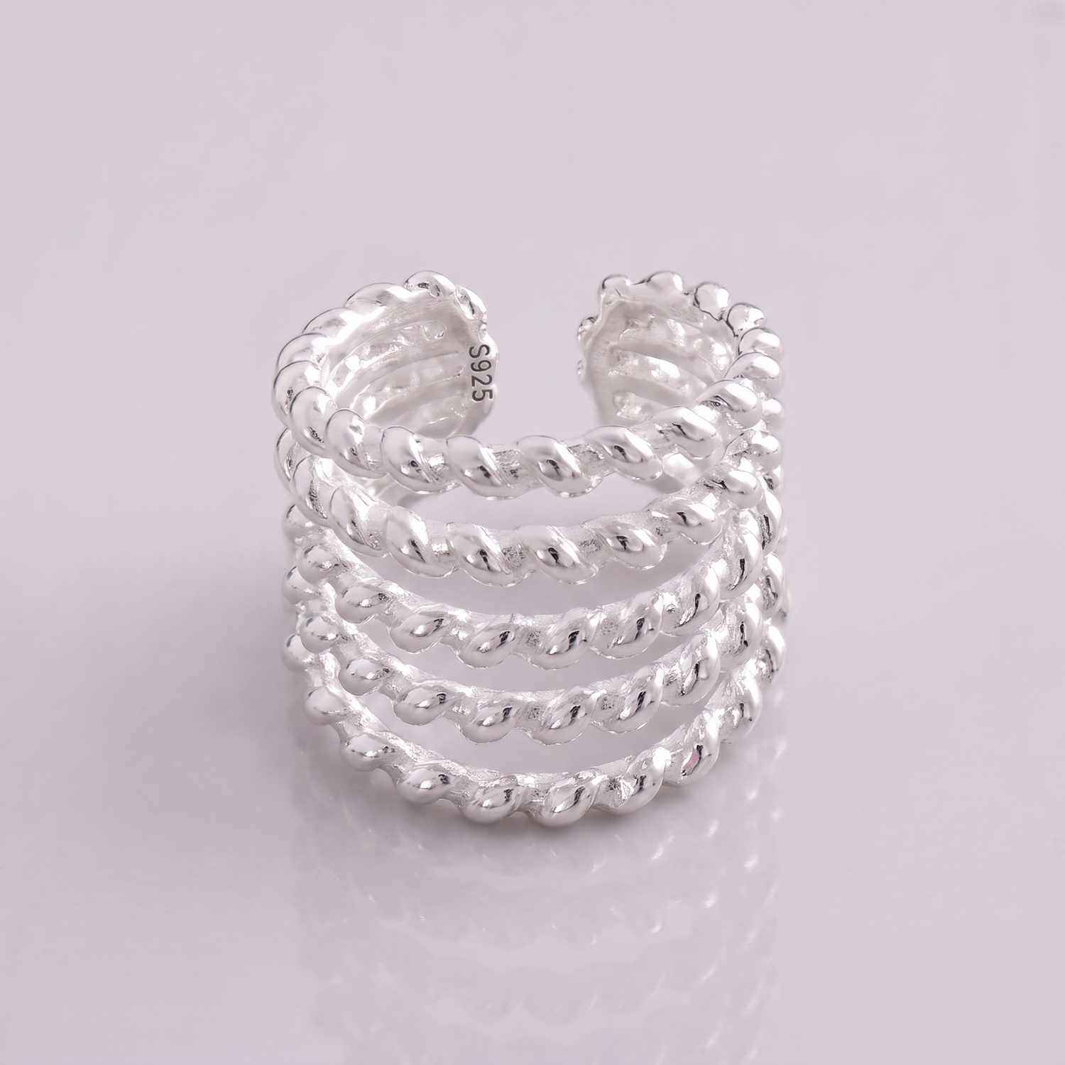 Multi-Layer Twisted Silver Ring