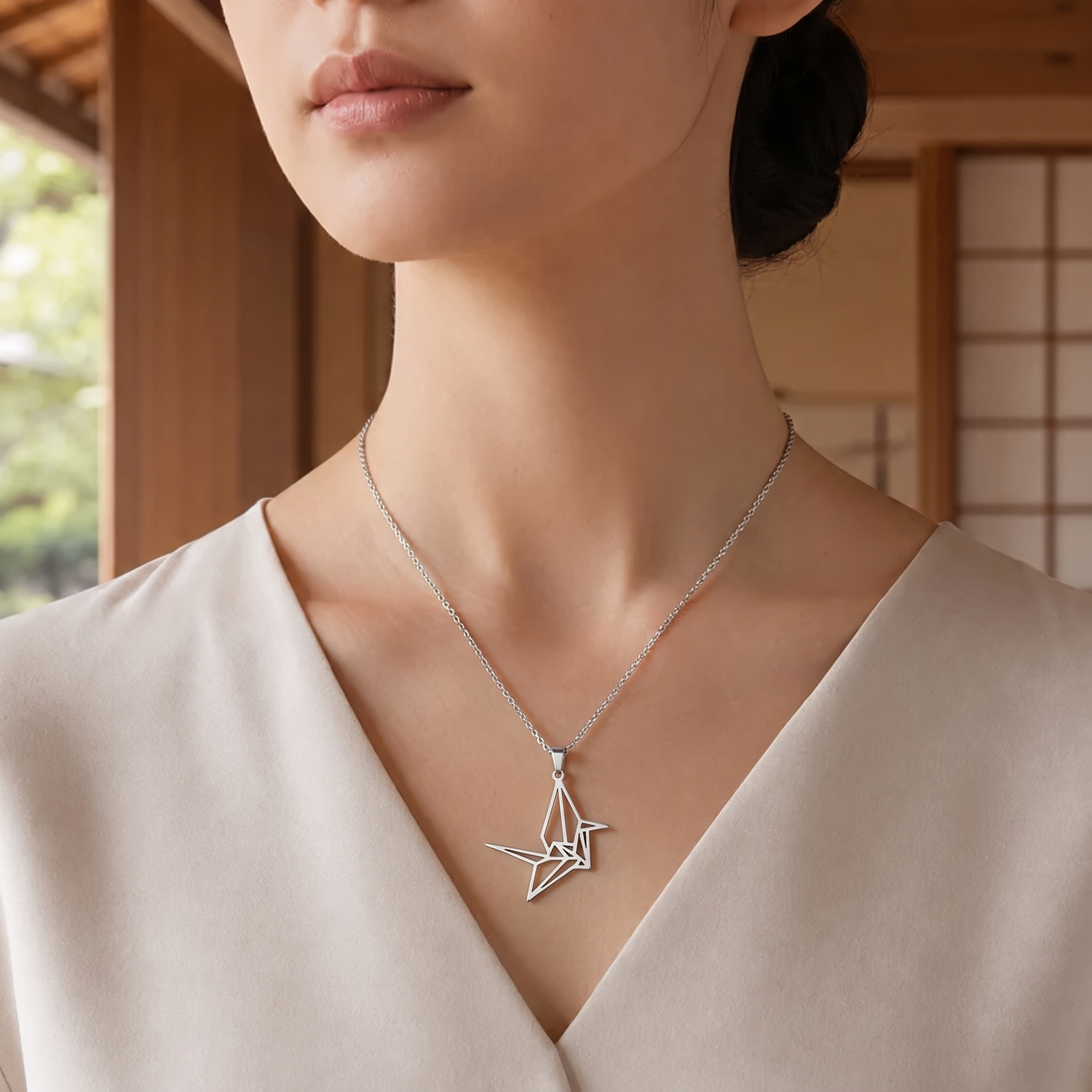 Crane Pendant Necklace for Women