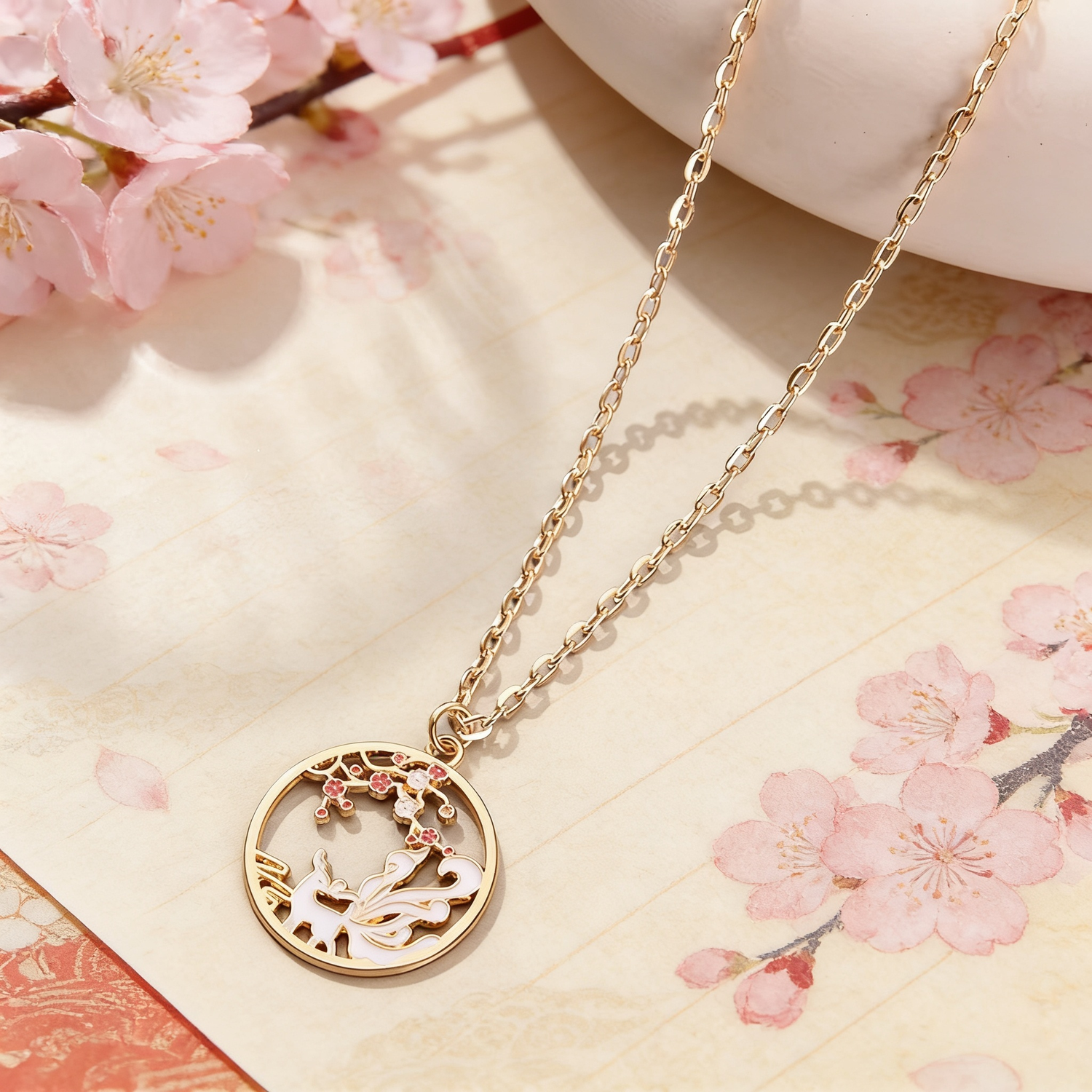 Kitsune Pendant Necklace
