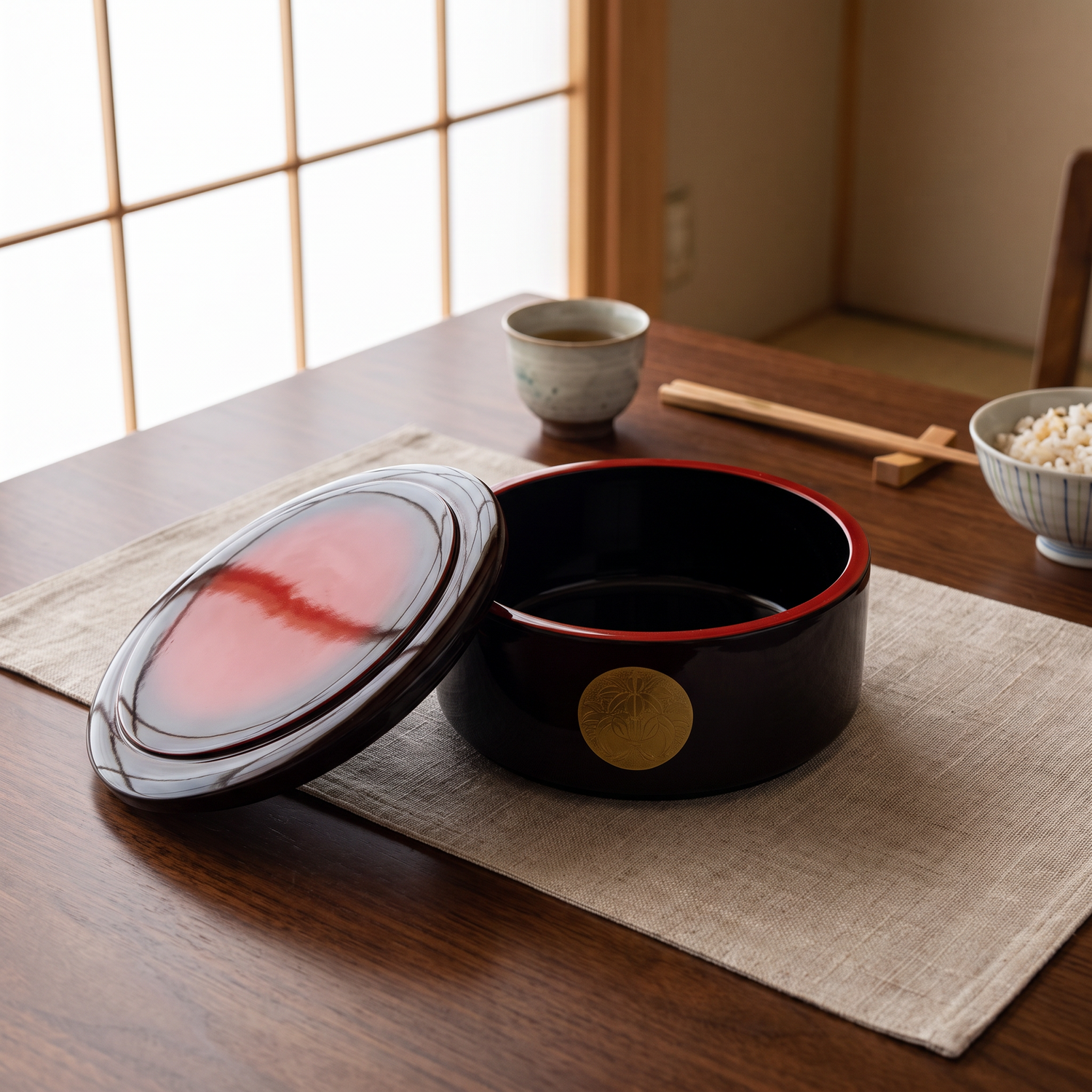 Traditional Red and Black Bento Box