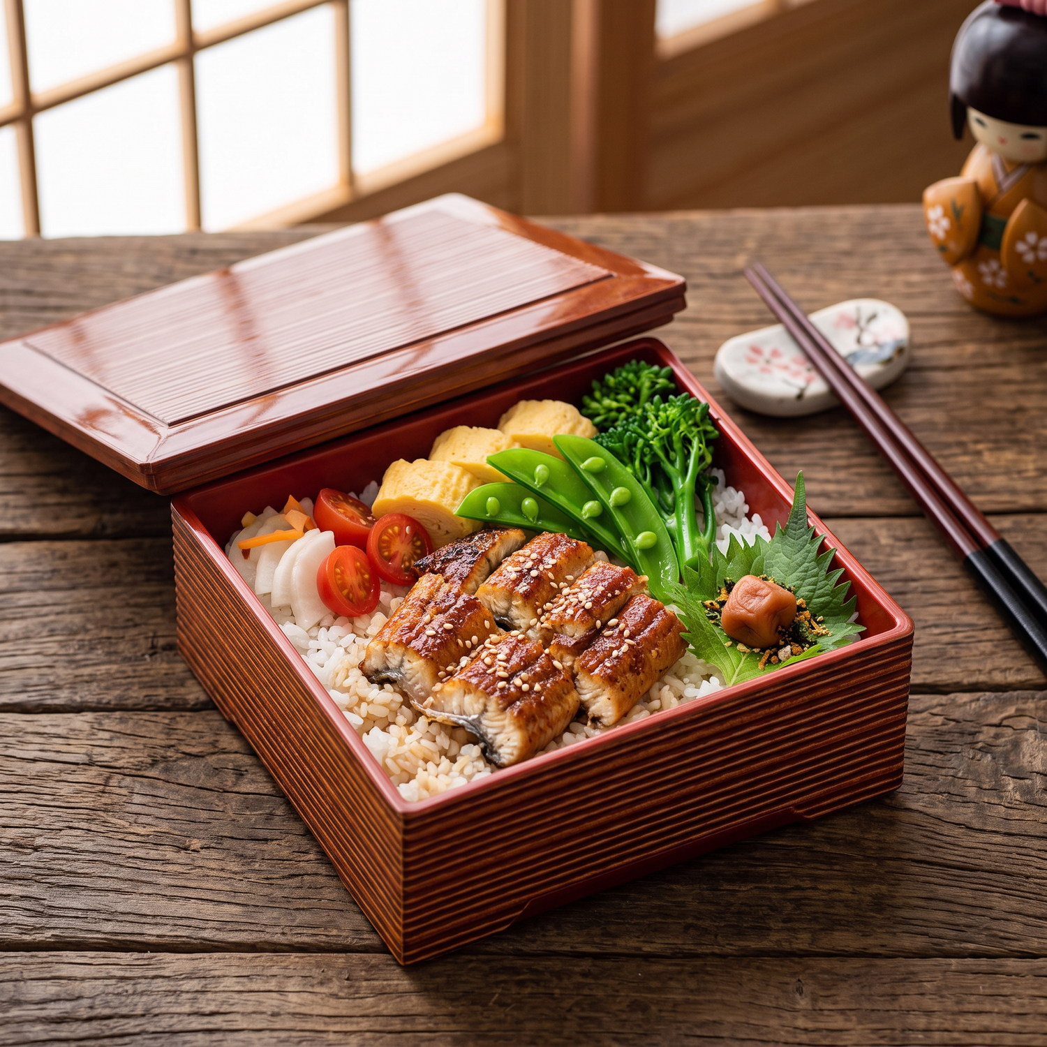 Japanese Sushi and Rice Box with Lid