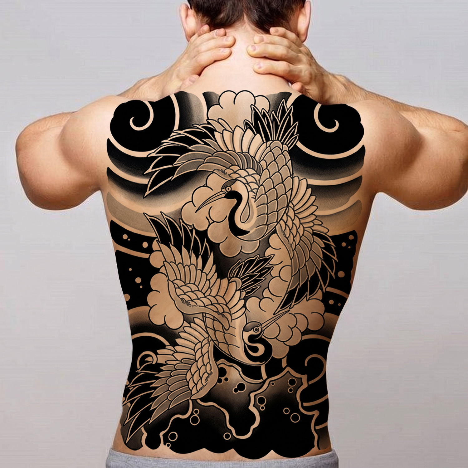 Crane Back Tattoo