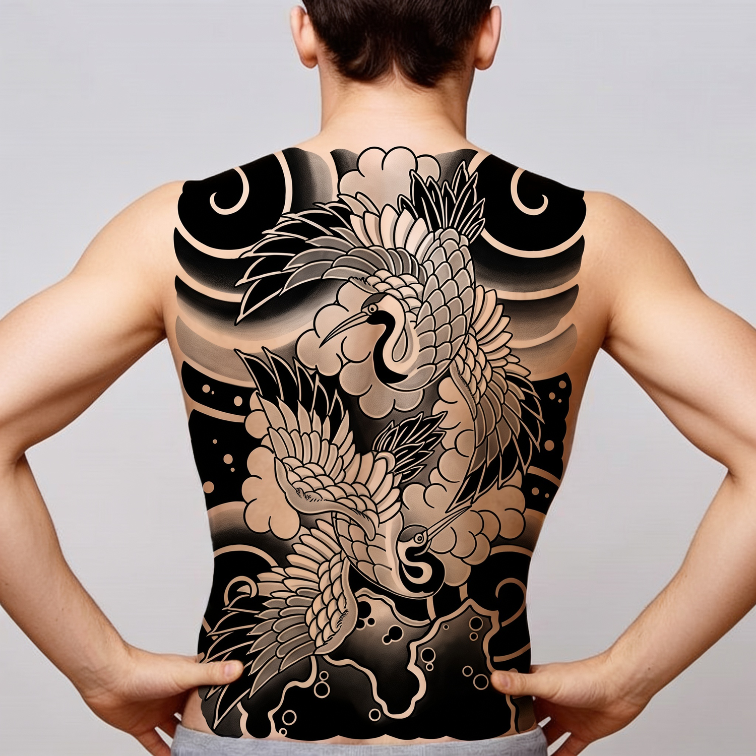 Crane Back Tattoo