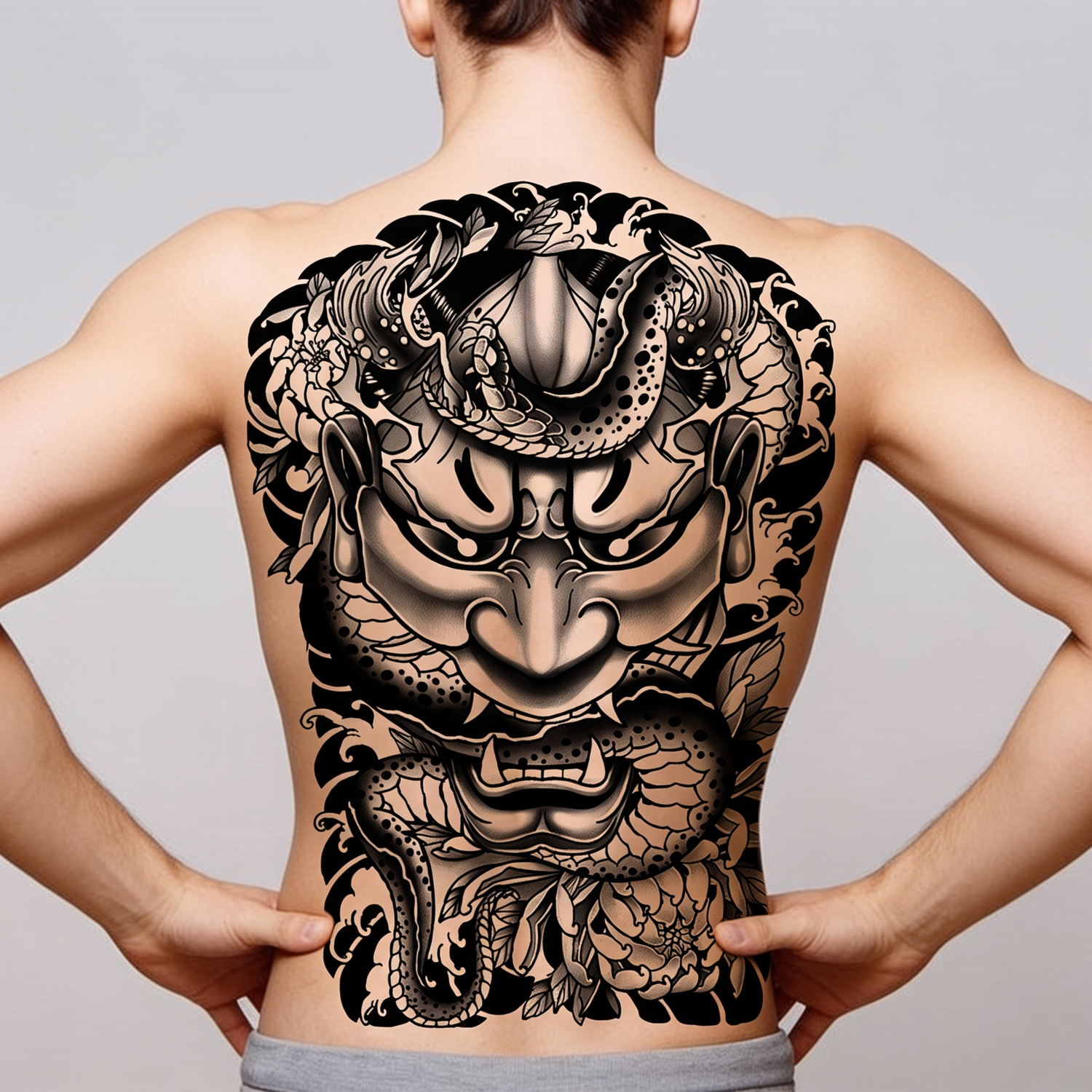 Waterproof Hannya Mask Tattoo