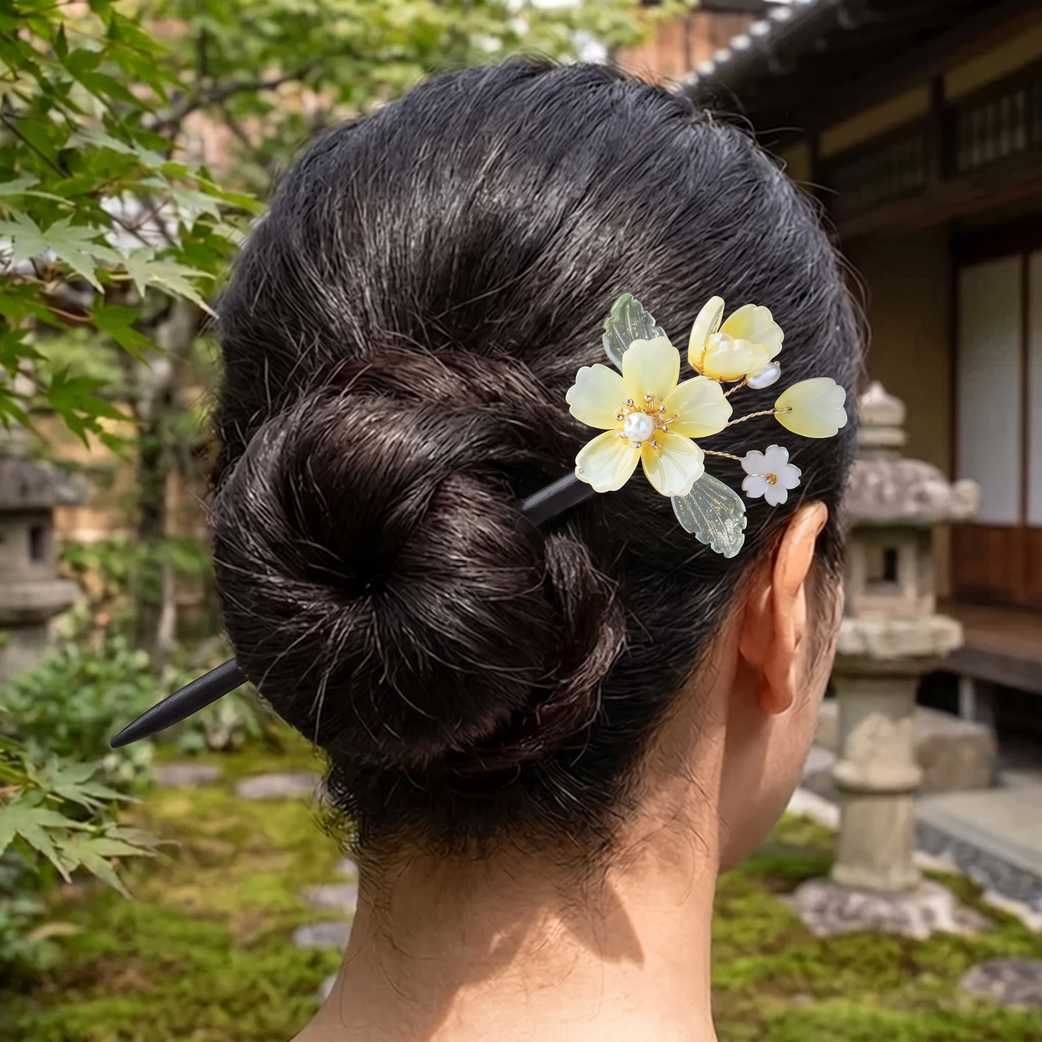 Japanese Yellow Flower Hairpin