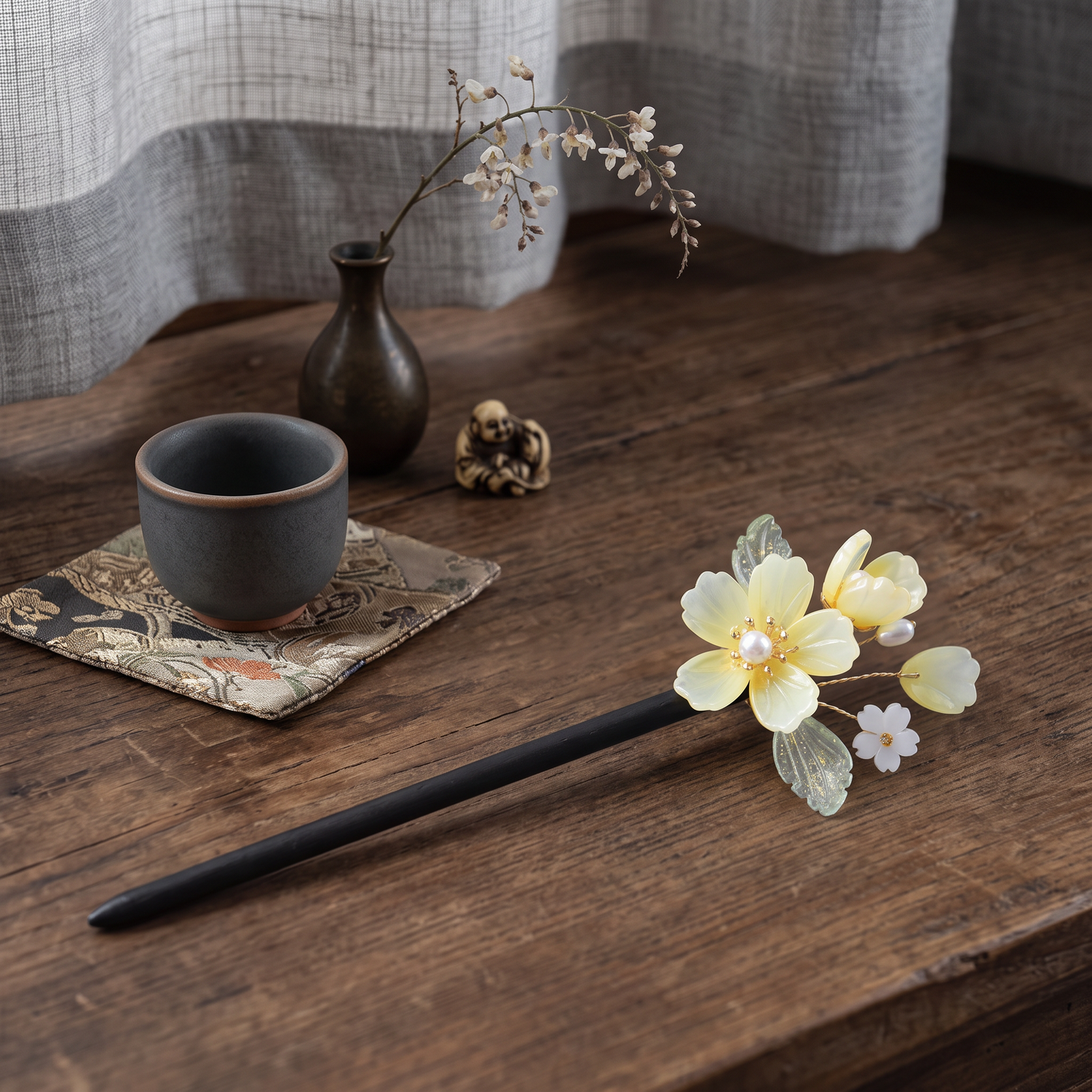 Japanese Yellow Flower Hairpin
