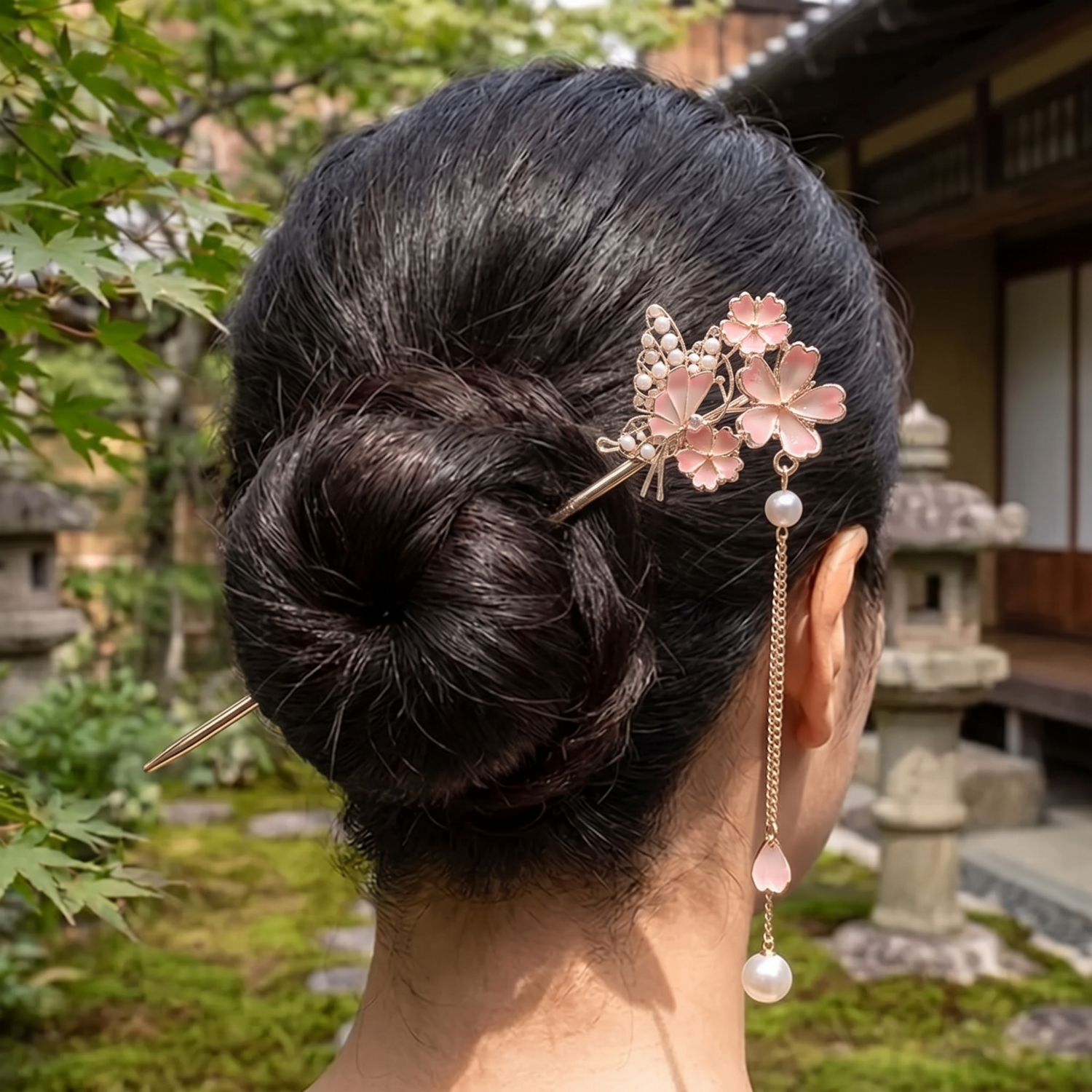 Pink Sakura Kanzashi Hairpin