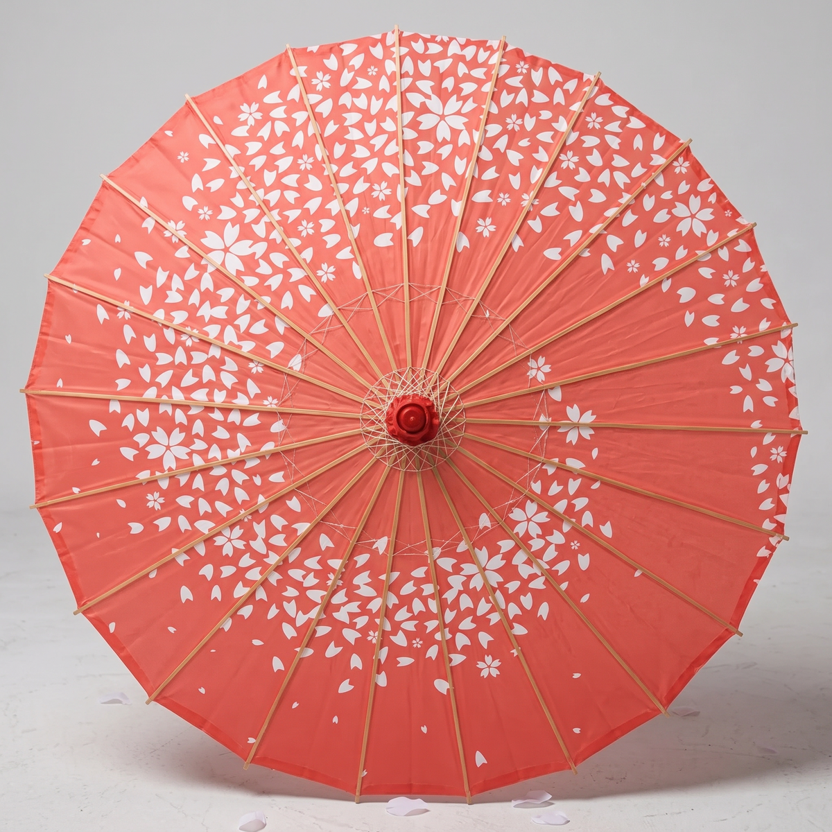 Red Sakura Petal Japanese Parasol