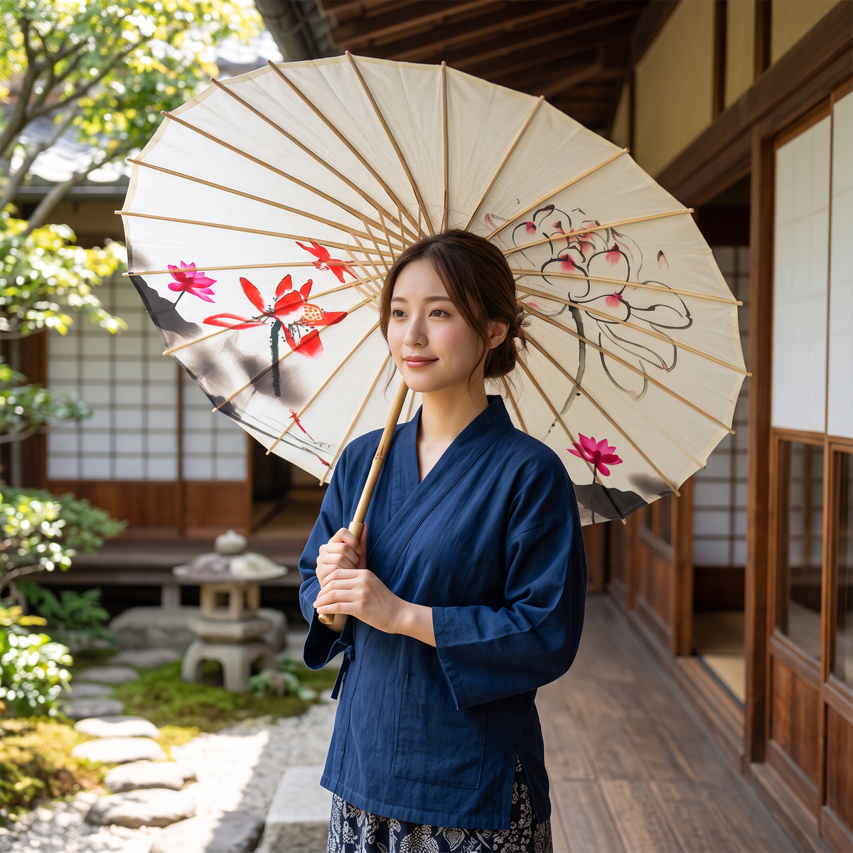 Lotus Flower Japanese Umbrella